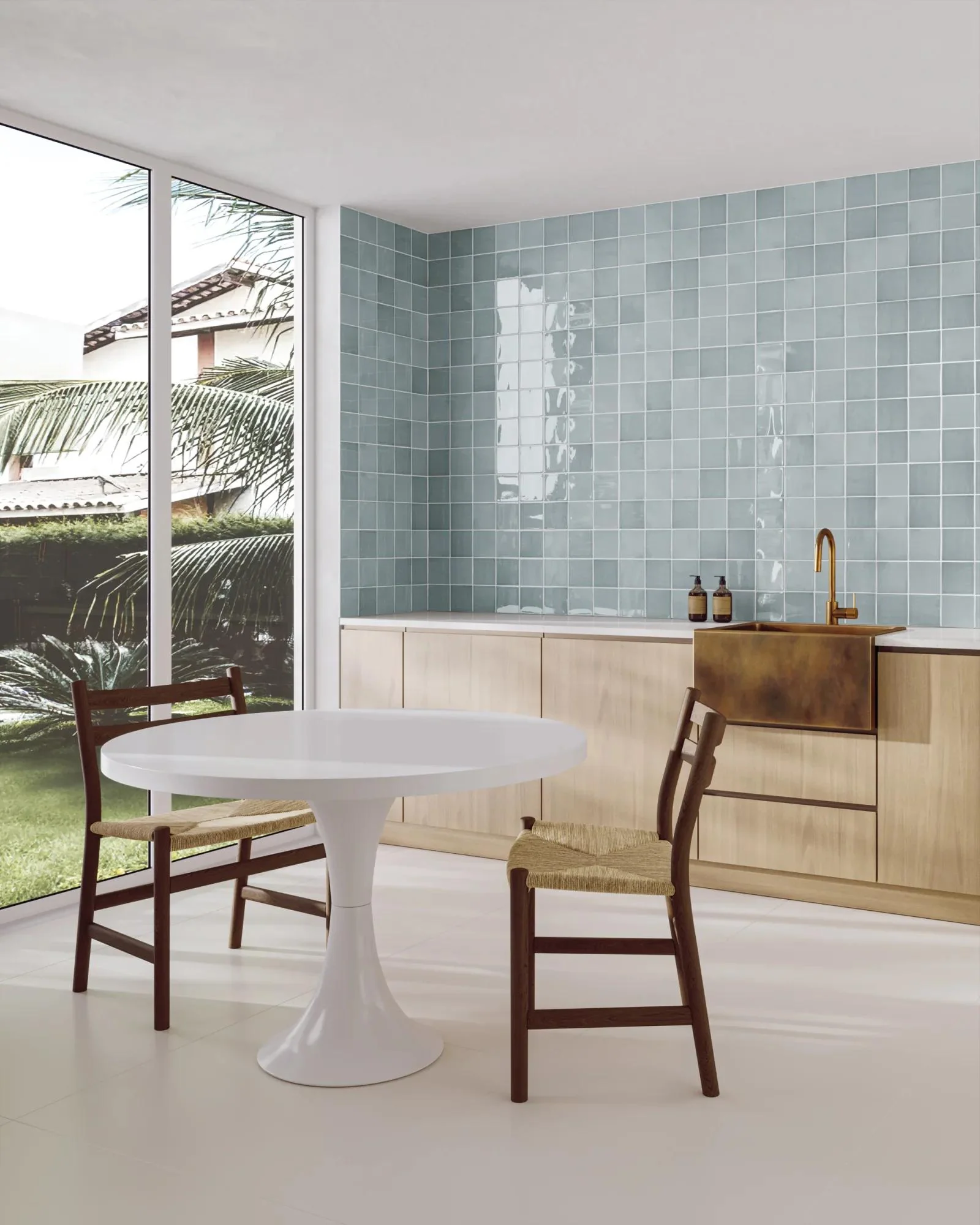 Marin Glazed Ceramic Field Tile 4X4 Misty Blue Gloss - Image 2