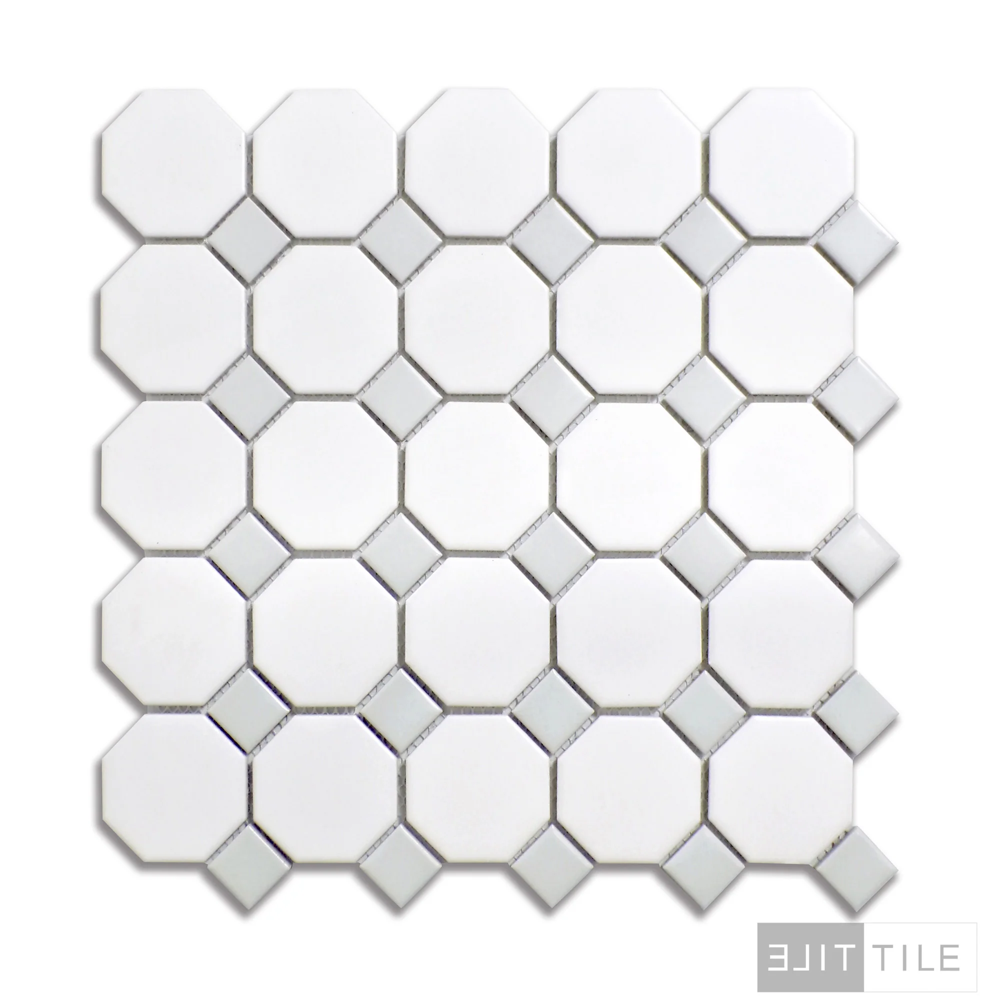 Metro 2X2 Octagon 12X12 White With Grey Dot Matte