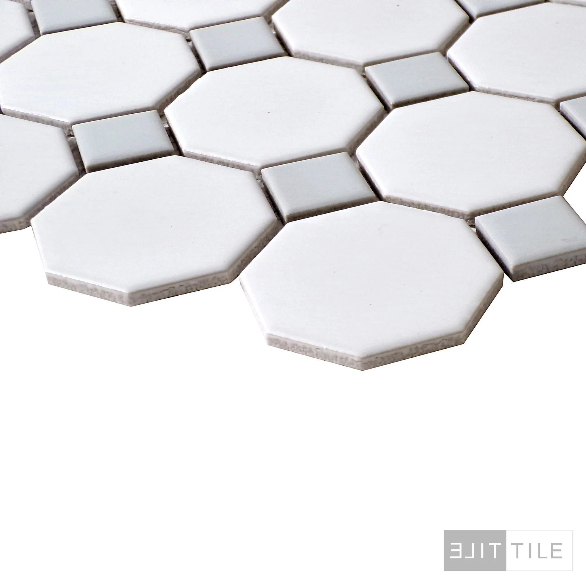 Metro 2X2 Octagon 12X12 White With Grey Dot Matte - Image 3