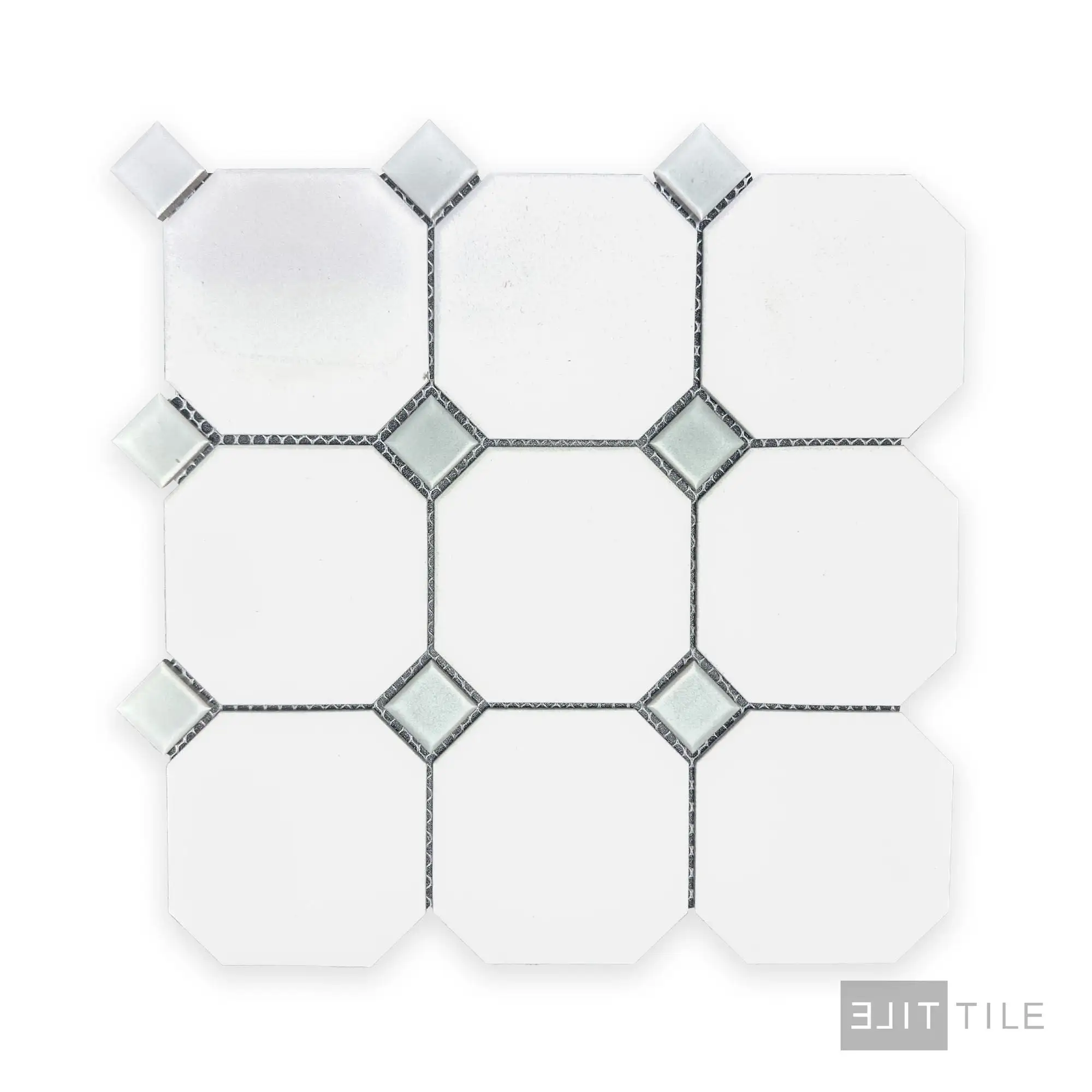 Metro 4X4 Octagon 12X12 White With Gray Dot Matte - Image 2