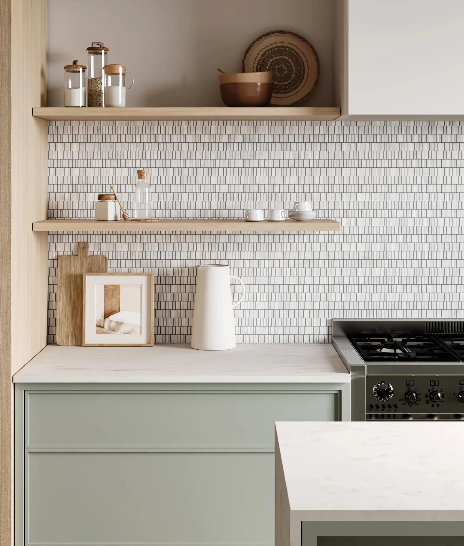 Monet Stone Mosaic 12X12-1/4 Oriental White Honed - Image 2