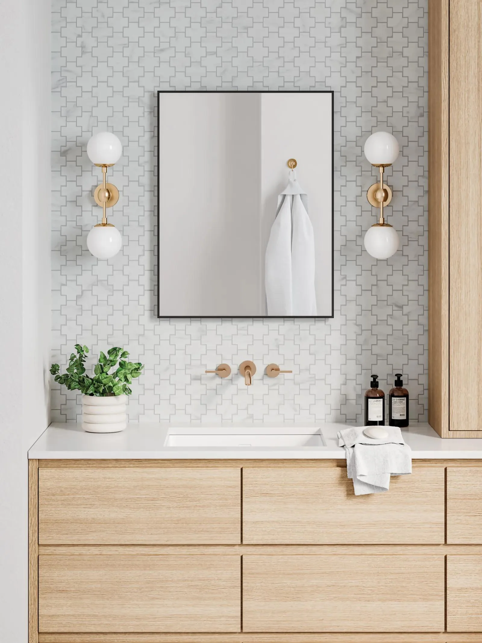 Monet Stone Mosaic 10-7/8X12-1/8 White Carrara Honed - Image 2