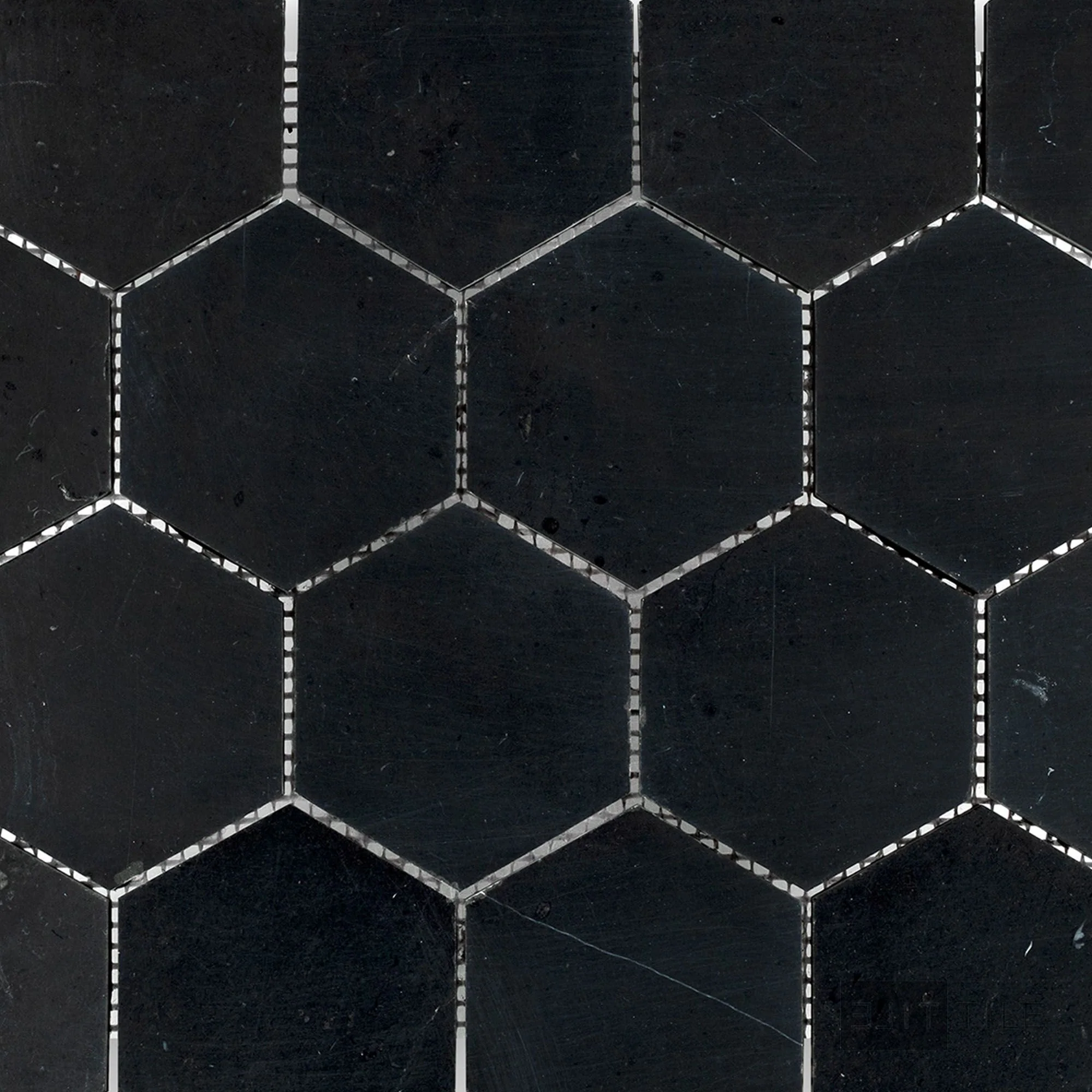 Negro Marquina Marble 3" Hexagon Honed Mosaic
