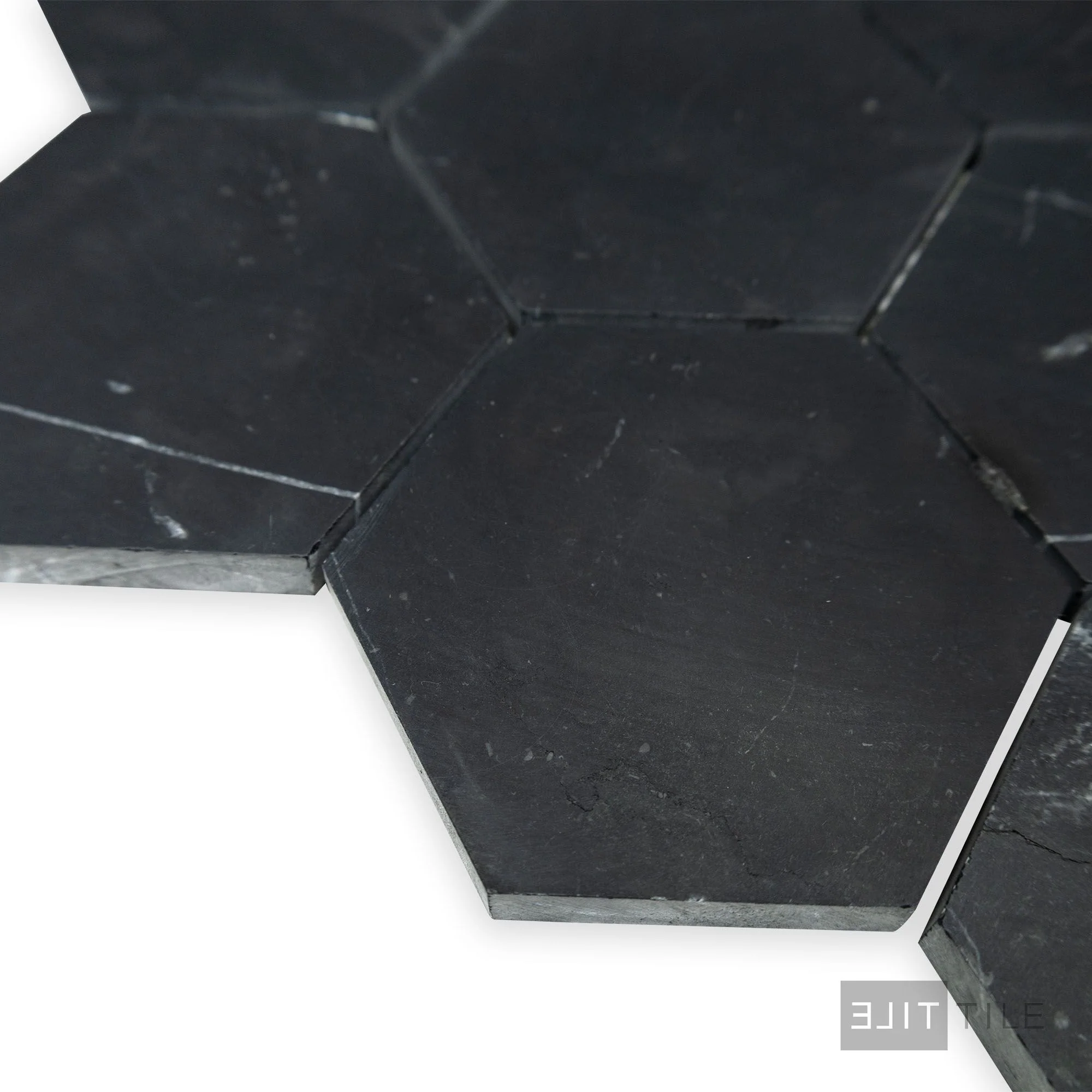 Negro Marquina Marble 3" Hexagon Honed Mosaic - Image 3