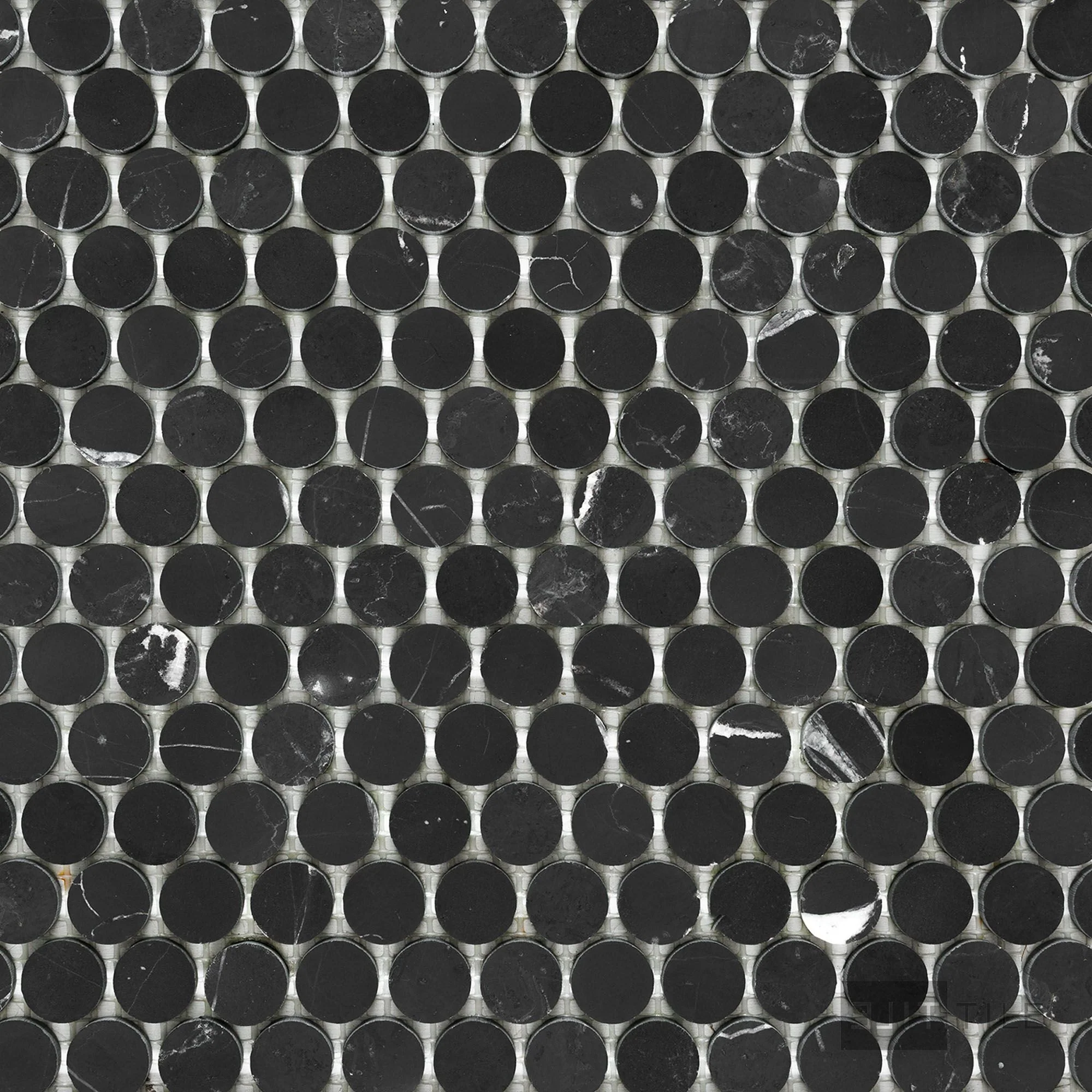 Negro Marquina Marble 3/4" Penny Round Honed Mosaic