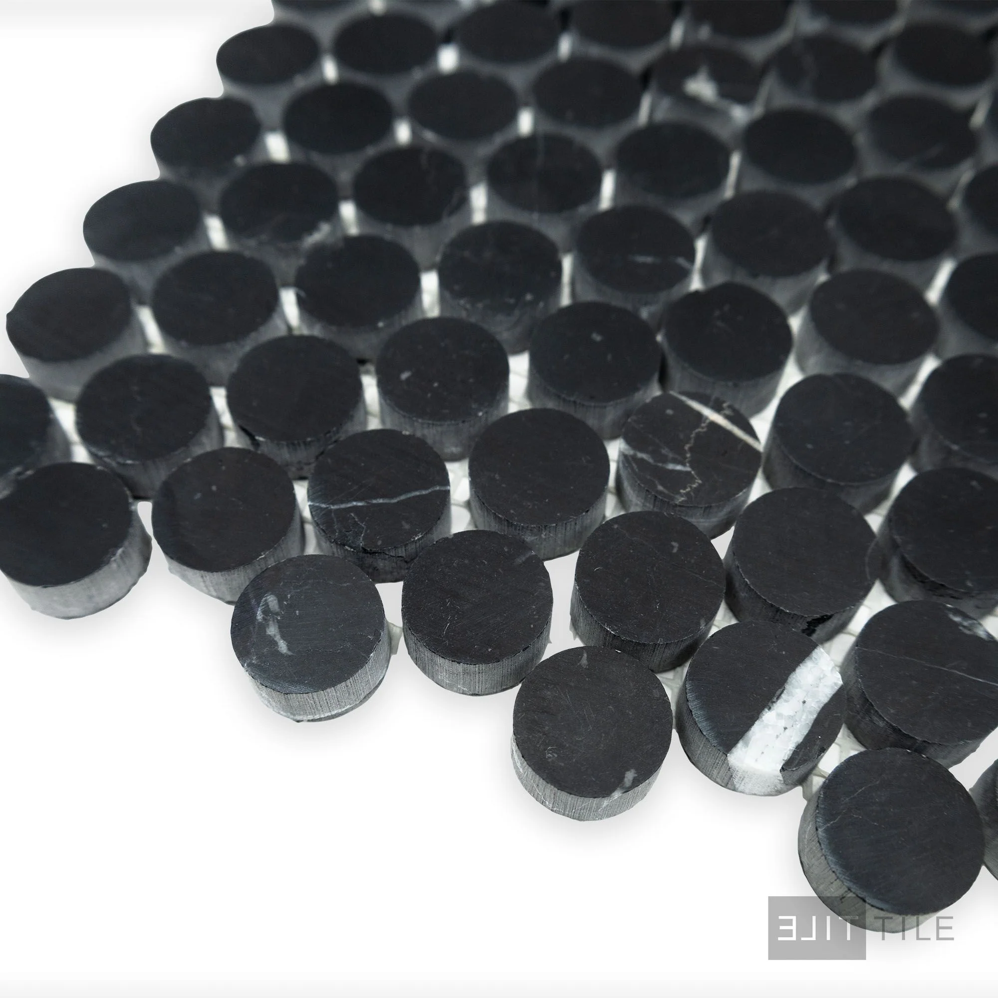 Negro Marquina Marble 3/4" Penny Round Honed Mosaic - Image 3