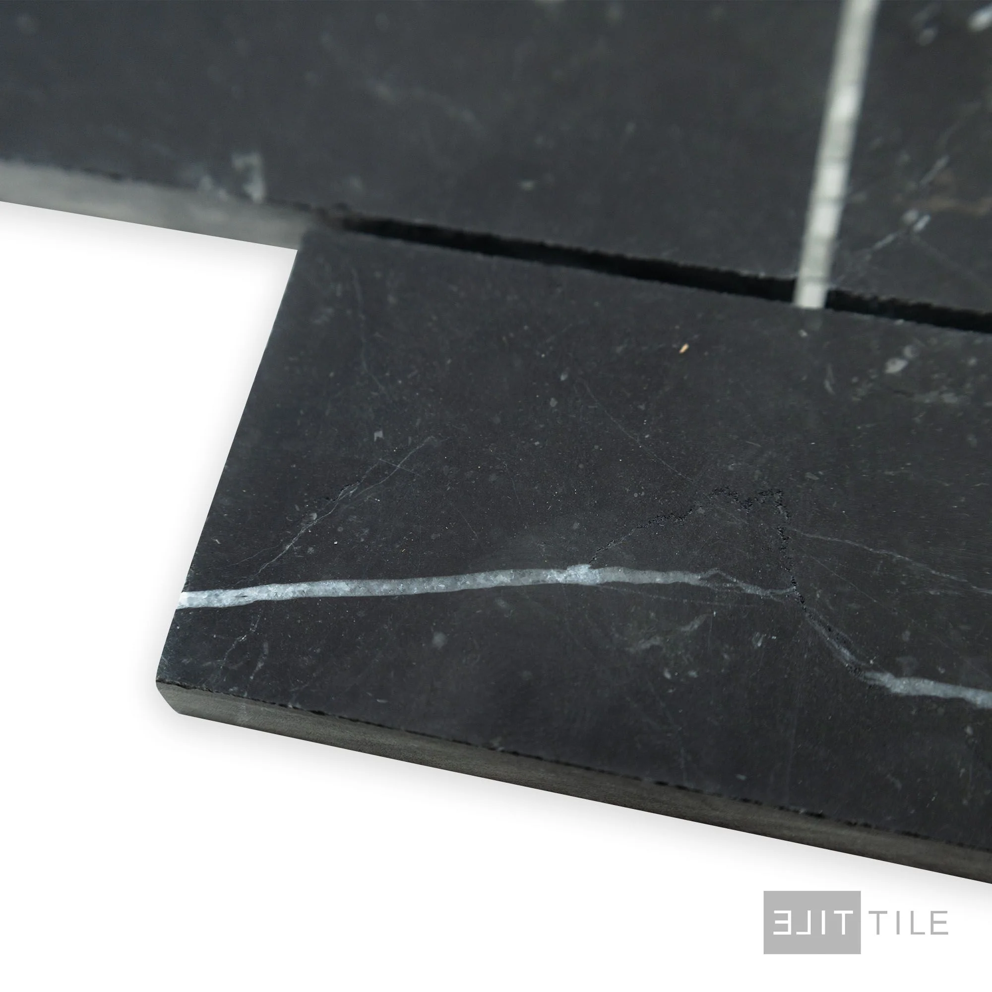 Negro Marquina Marble 2X4 Brick Honed Mosaic - Image 3