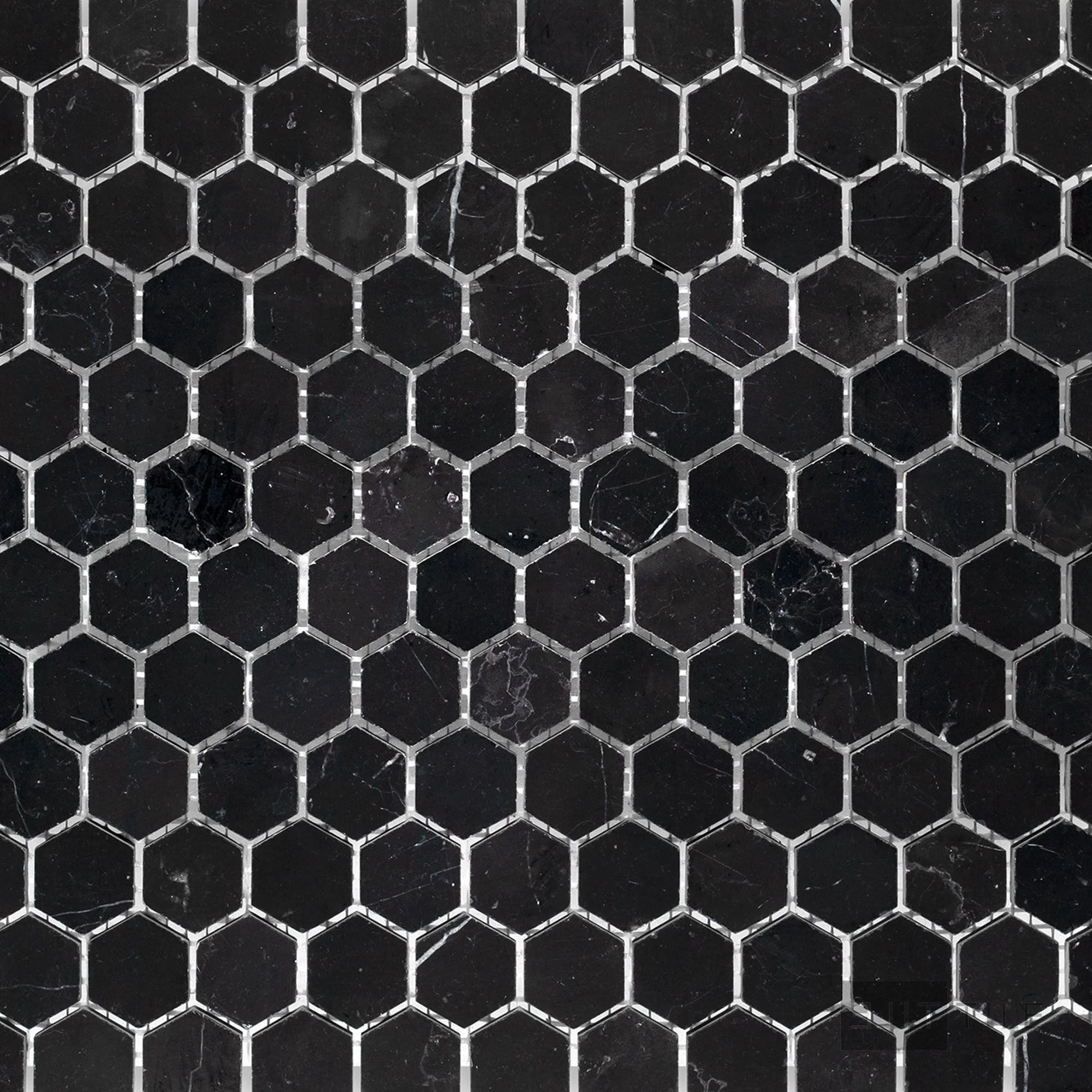 Negro Marquina Marble 1" Hexagon Honed Mosaic