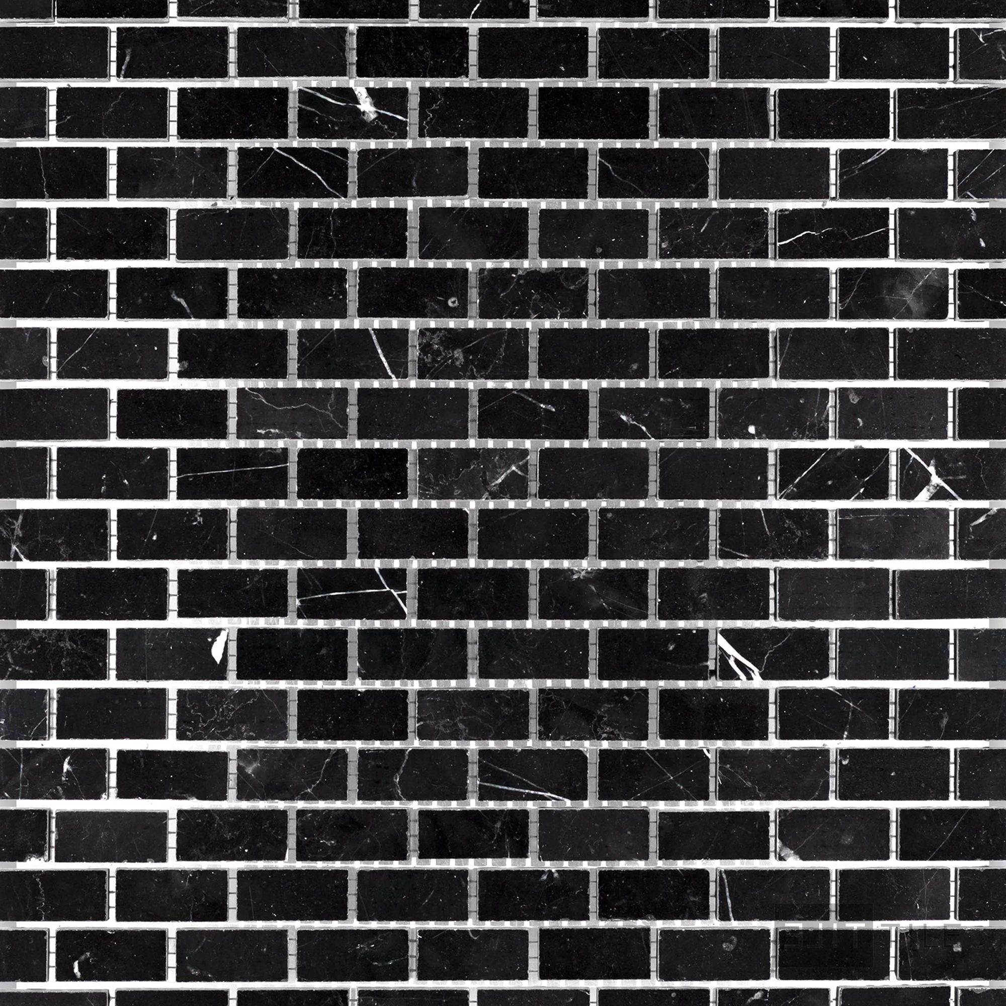 Negro Marquina Marble 5/8X1-1/4 Brick Honed Mosaic