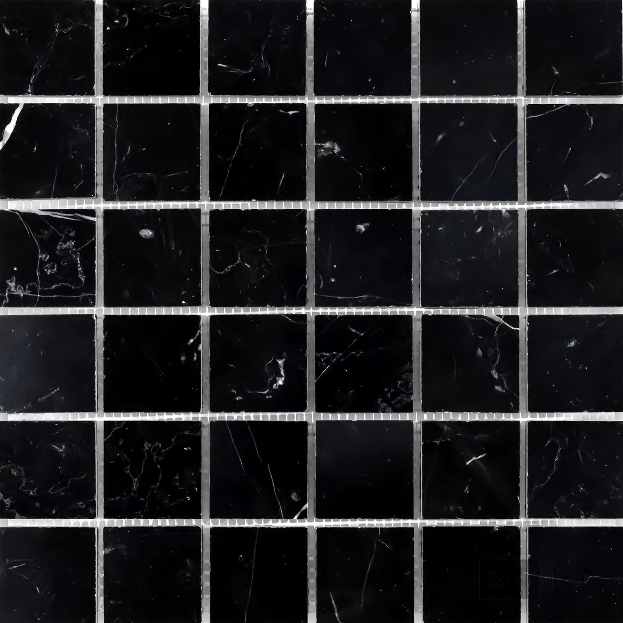 Negro Marquina Marble 2" Square Honed Mosaic