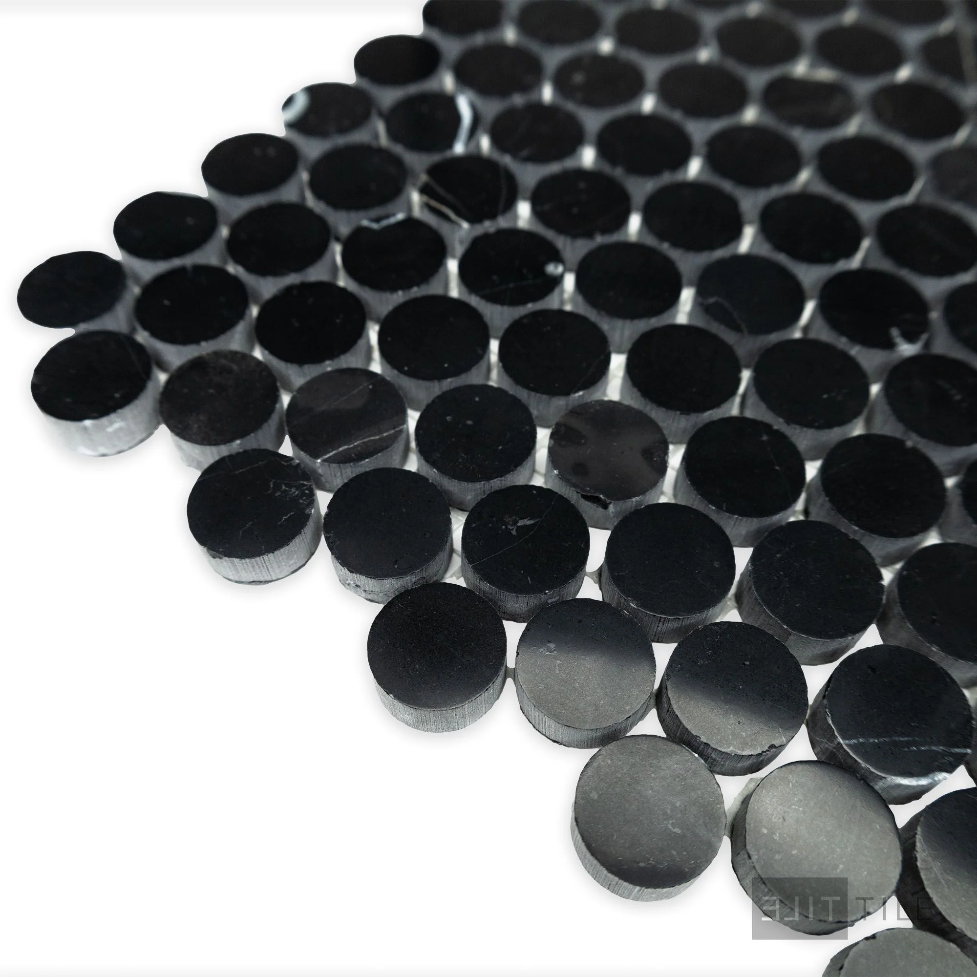 Negro Marquina Marble 3/4" Penny Round Polished Mosaic - Image 3
