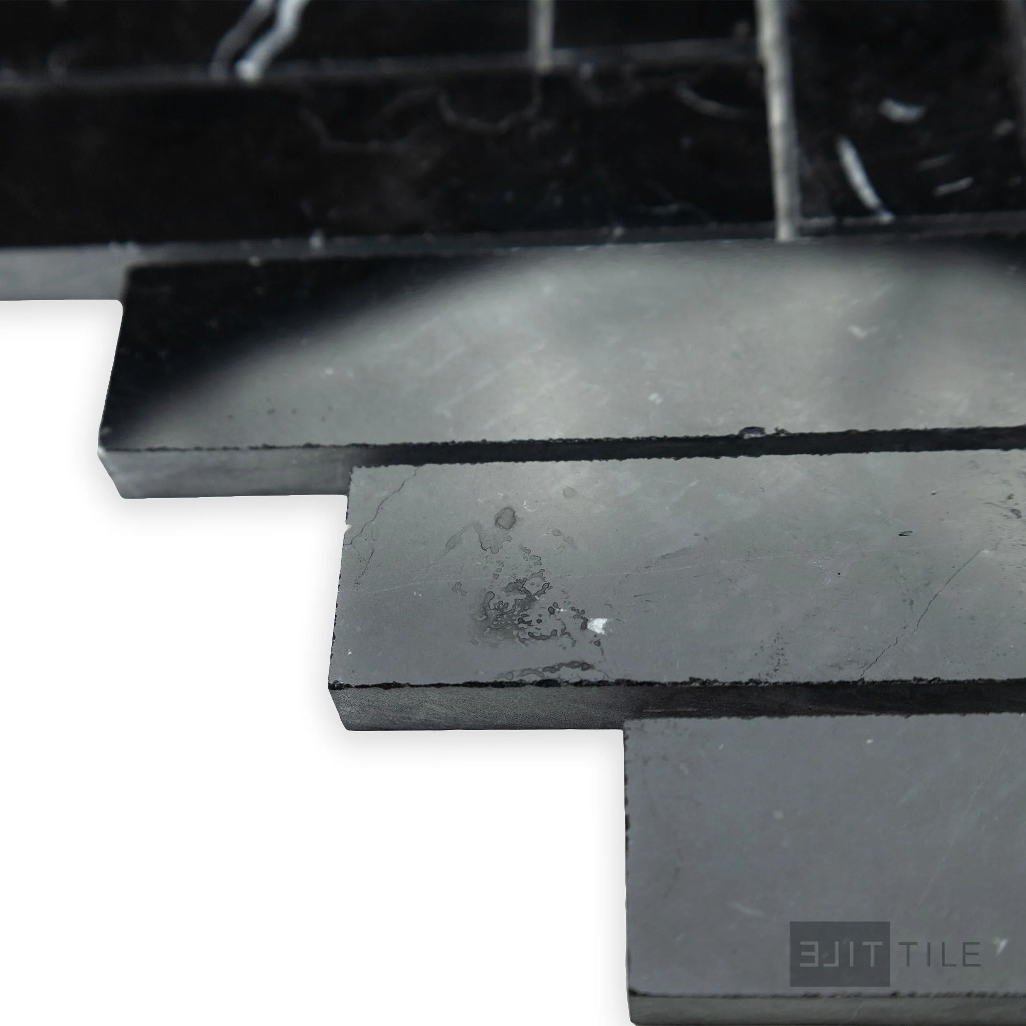 Negro Marquina Marble 1X4 Herringbone Polished Mosaic - Image 3