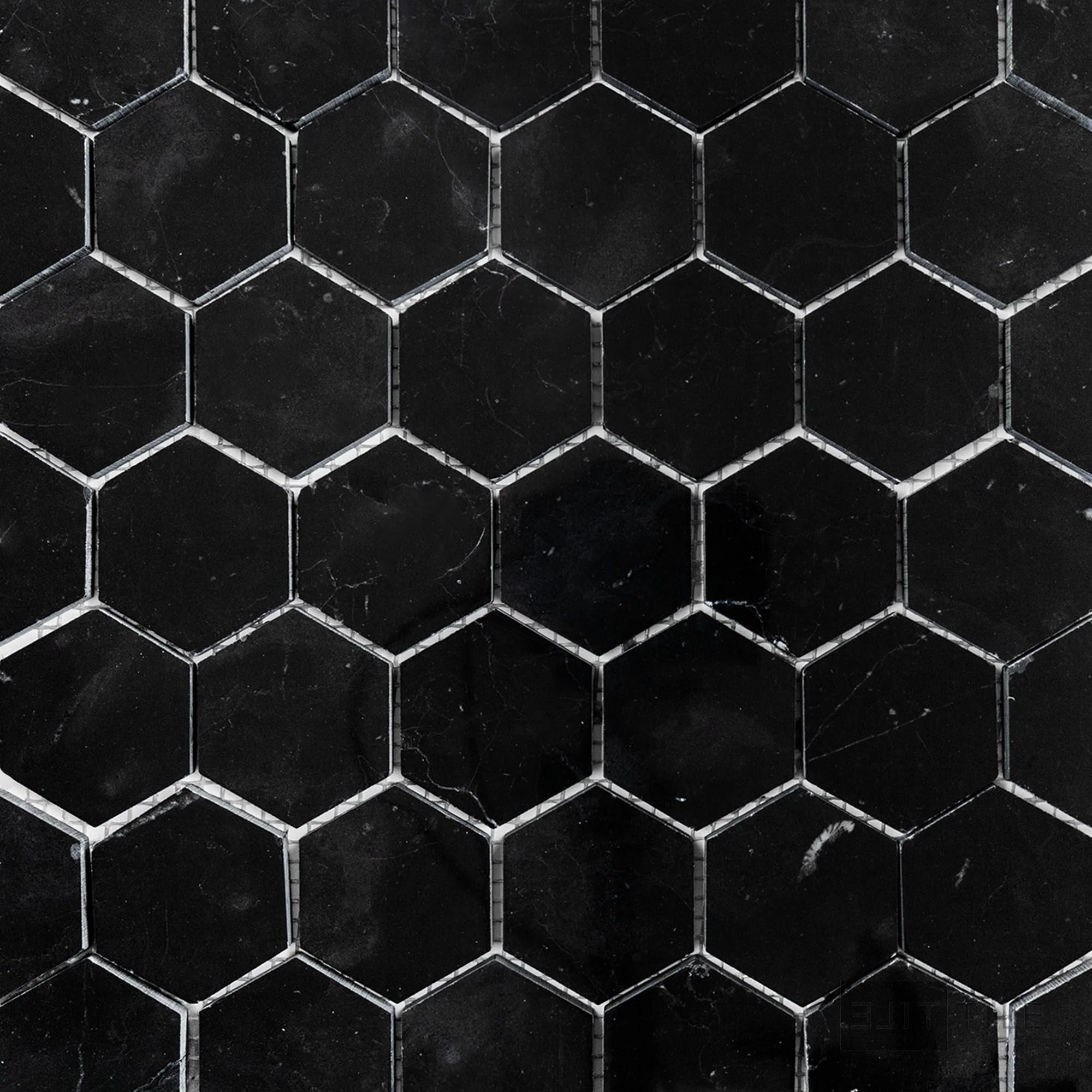 Negro Marquina Marble 2" Hexagon Polished Mosaic