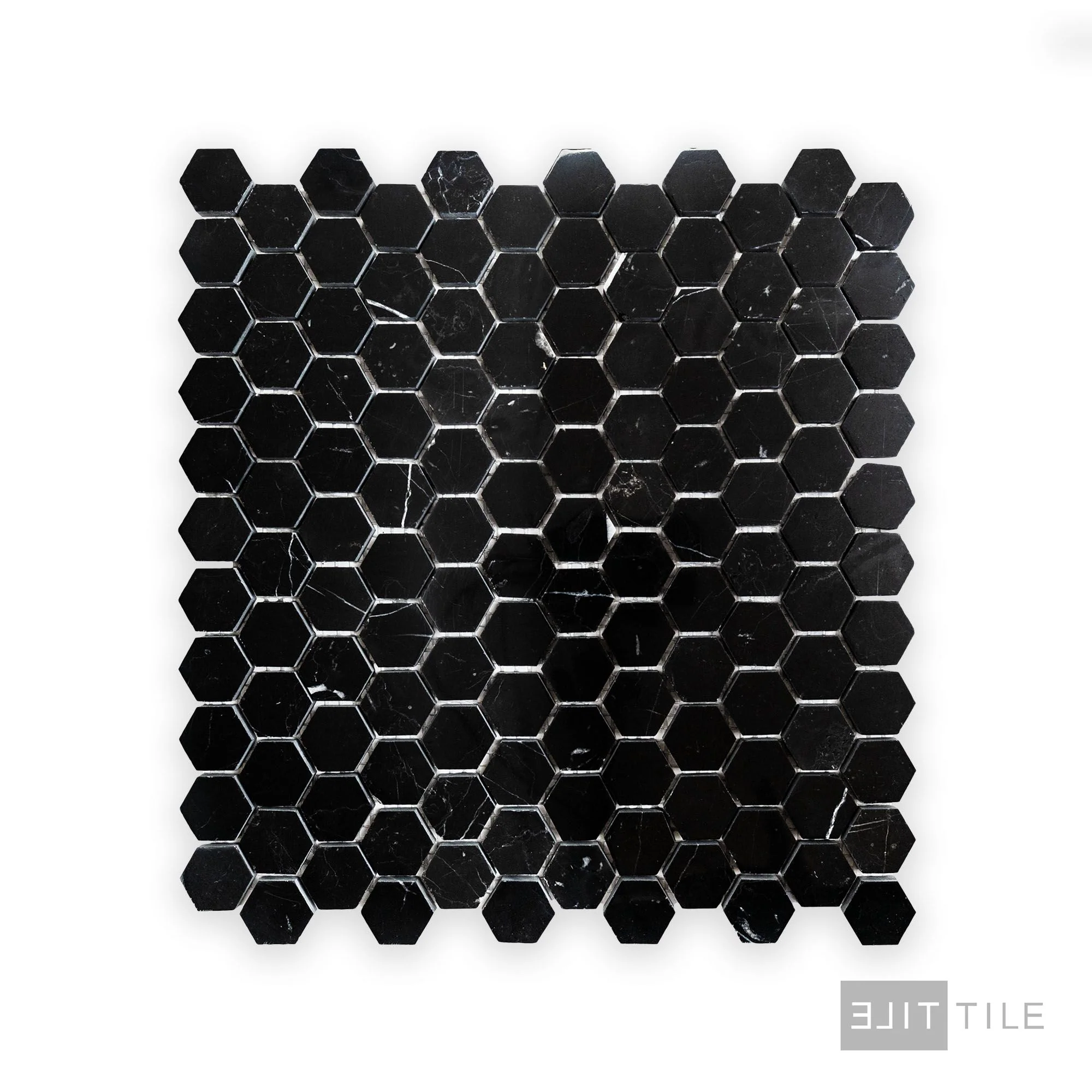 Negro Marquina Marble 1" Hexagon Polished Mosaic - Image 2