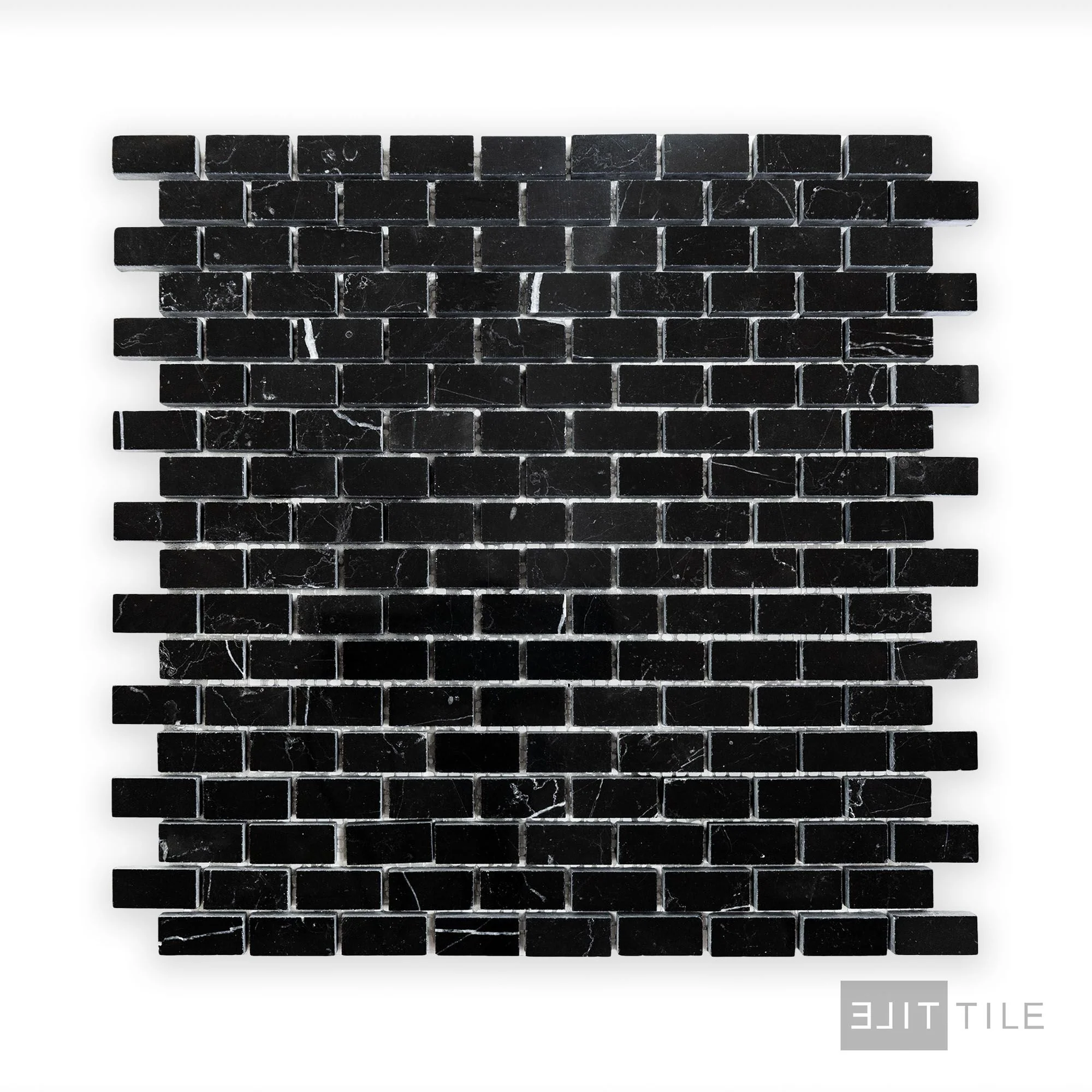 Negro Marquina Marble 5/8X1-1/4 Brick Polished Mosaic - Image 2
