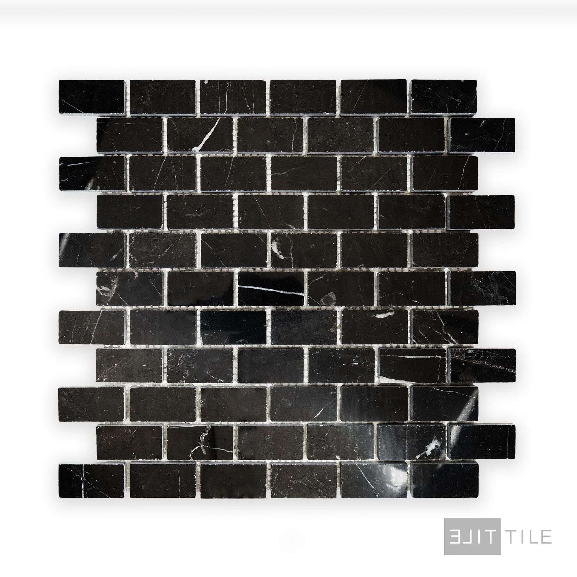 Negro Marquina Marble 1X2 Brick Polished Mosaic - Image 2
