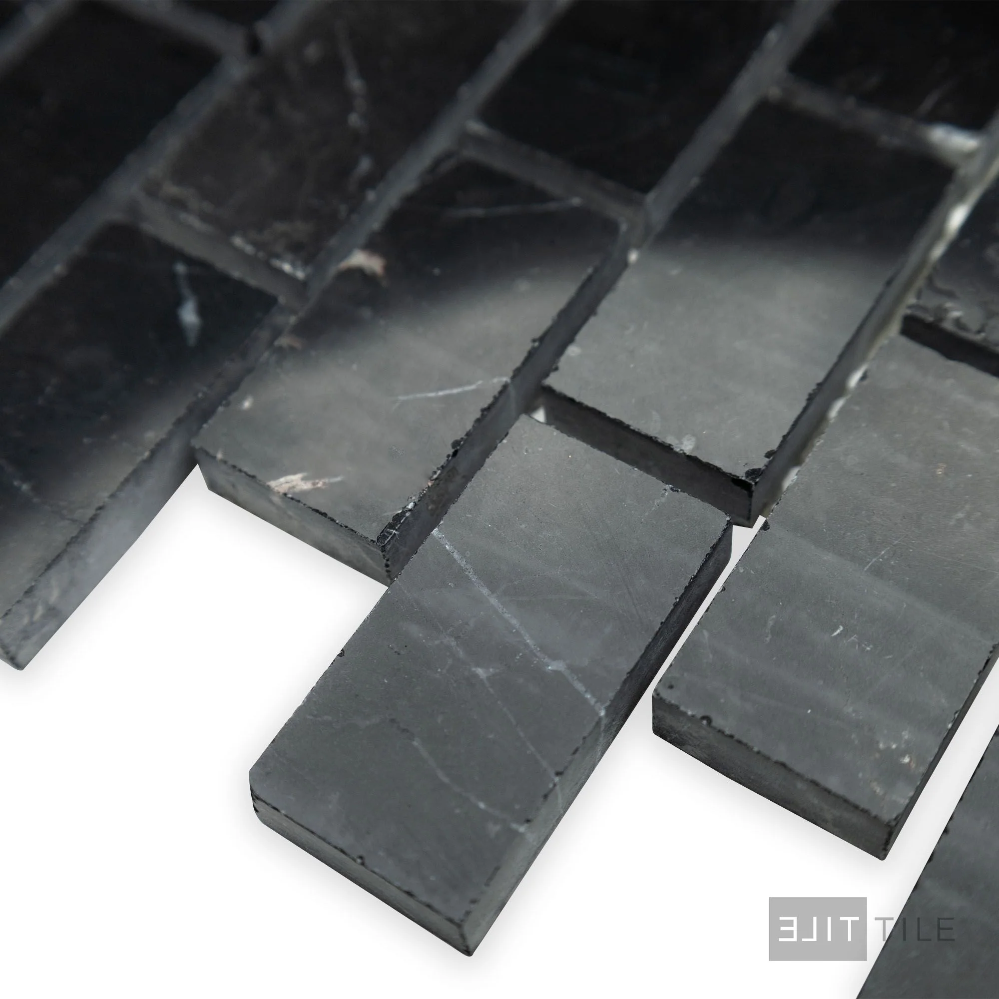Negro Marquina Marble 1X2 Brick Polished Mosaic - Image 3