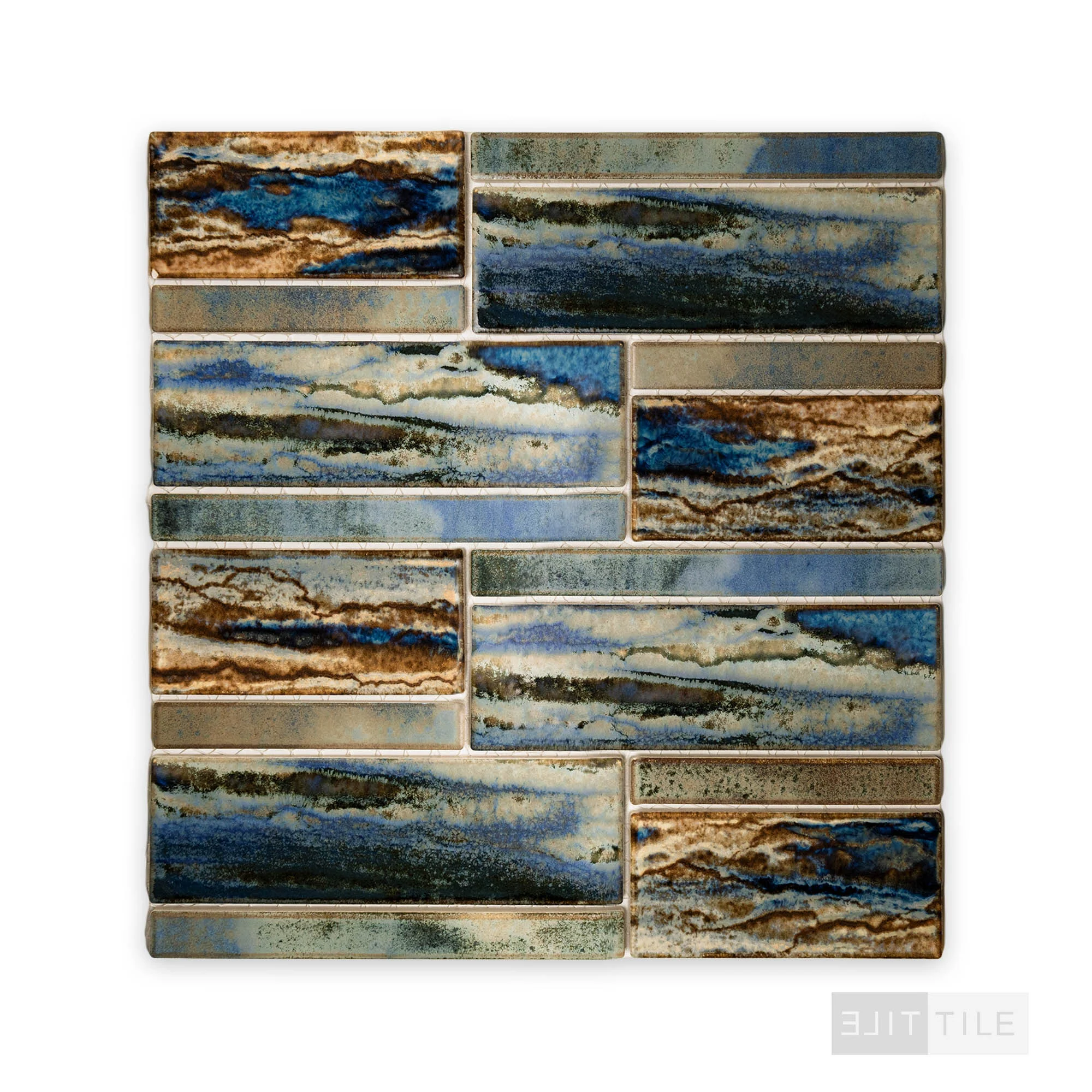 Omega Randomblock Rectangle Aqua Terra Glossy Mosaic - Image 2