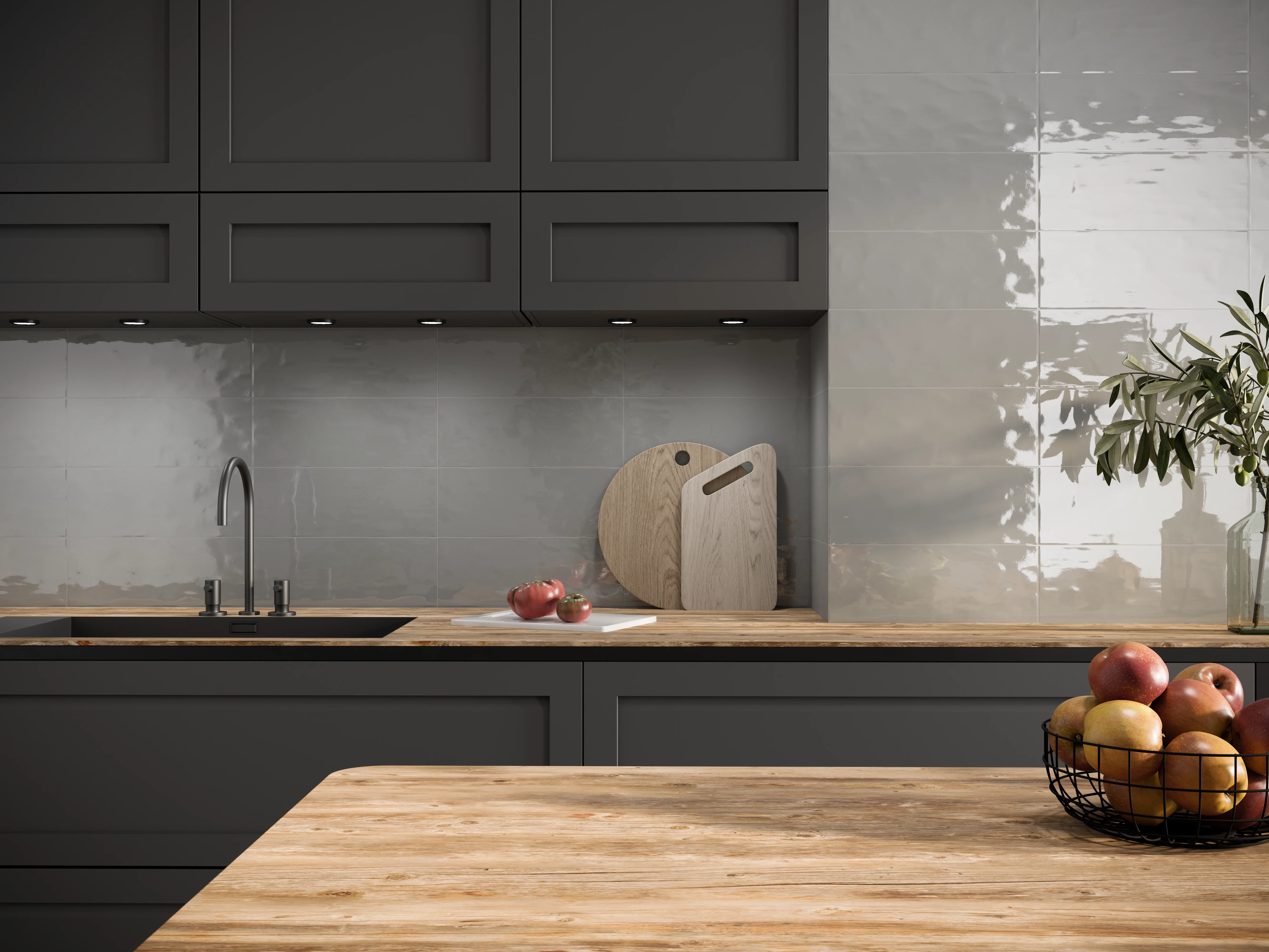 Onda Wall Tile 6X16 Grey Glossy - Image 2