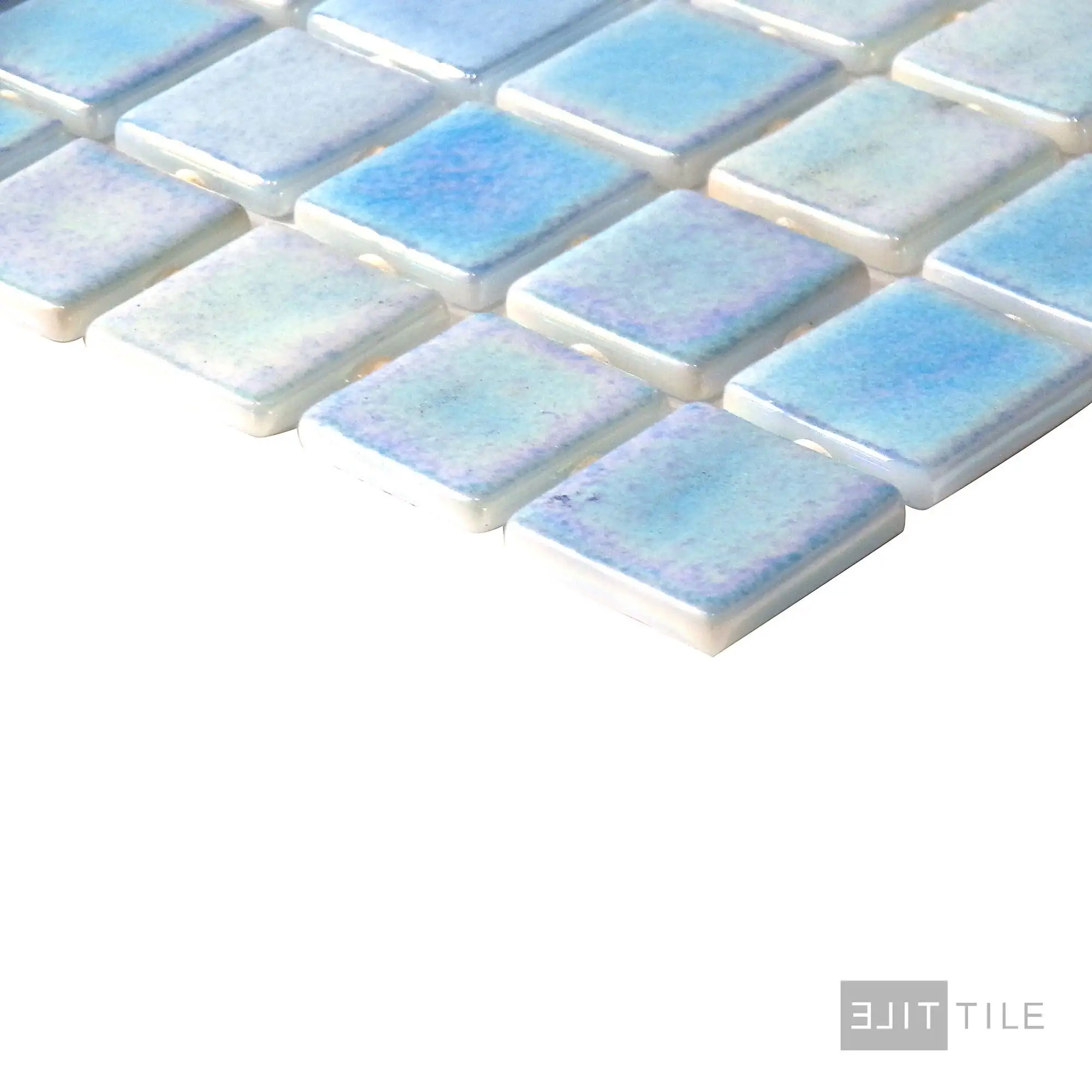 Opalescent Pool Rated Square Glass Mosaic 12X18 Celeste Azul Glossy - Image 4