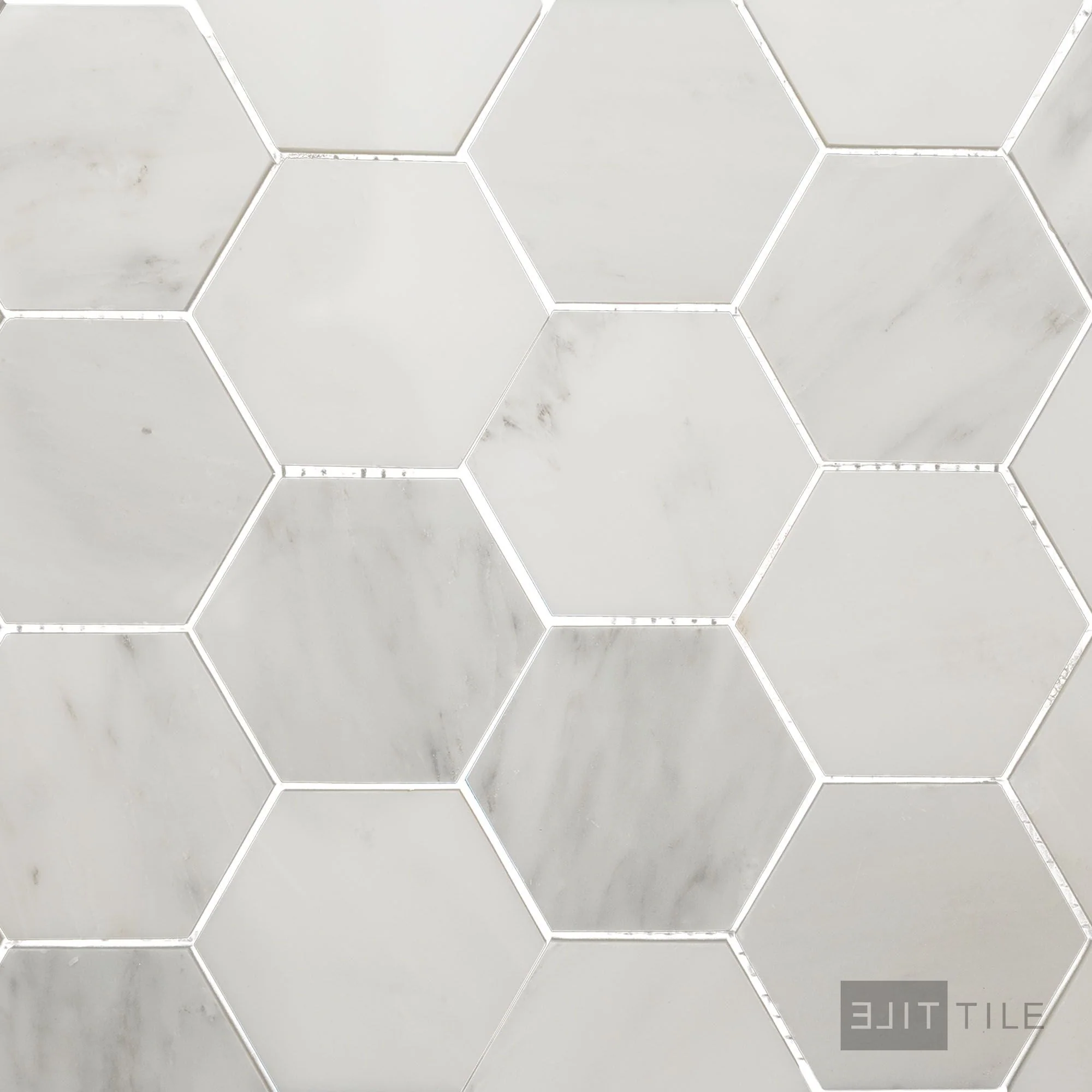Oriental White Marble 3" Hexagon Honed Mosaic