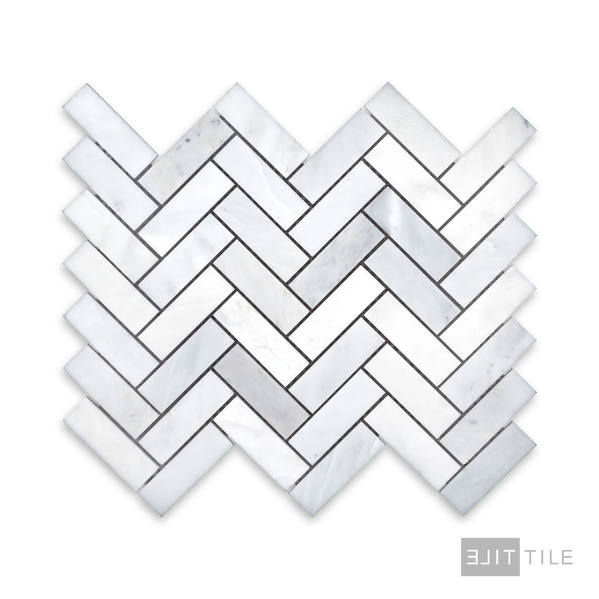 Oriental White Marble 1X3 Herringbone Honed Mosaic - Image 3