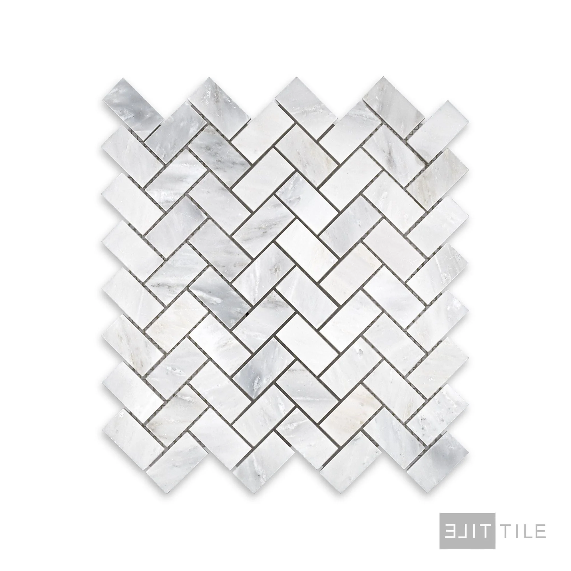 Oriental White Marble 1X2 Herringbone Honed Mosaic - Image 2