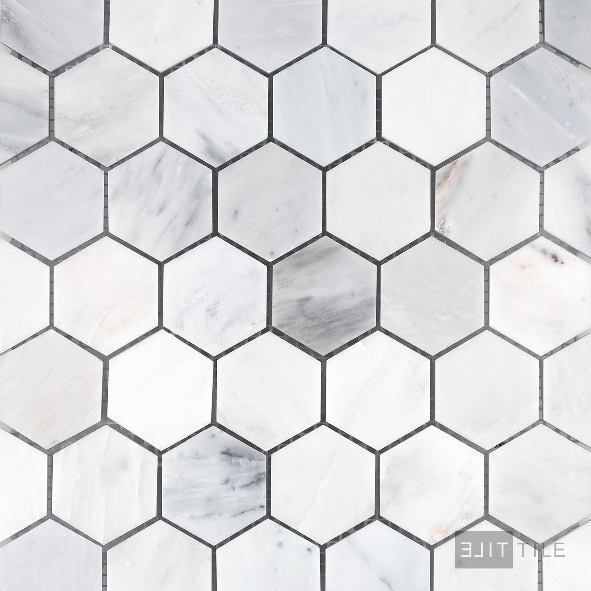 Oriental White Marble 2" Hexagon Honed Mosaic