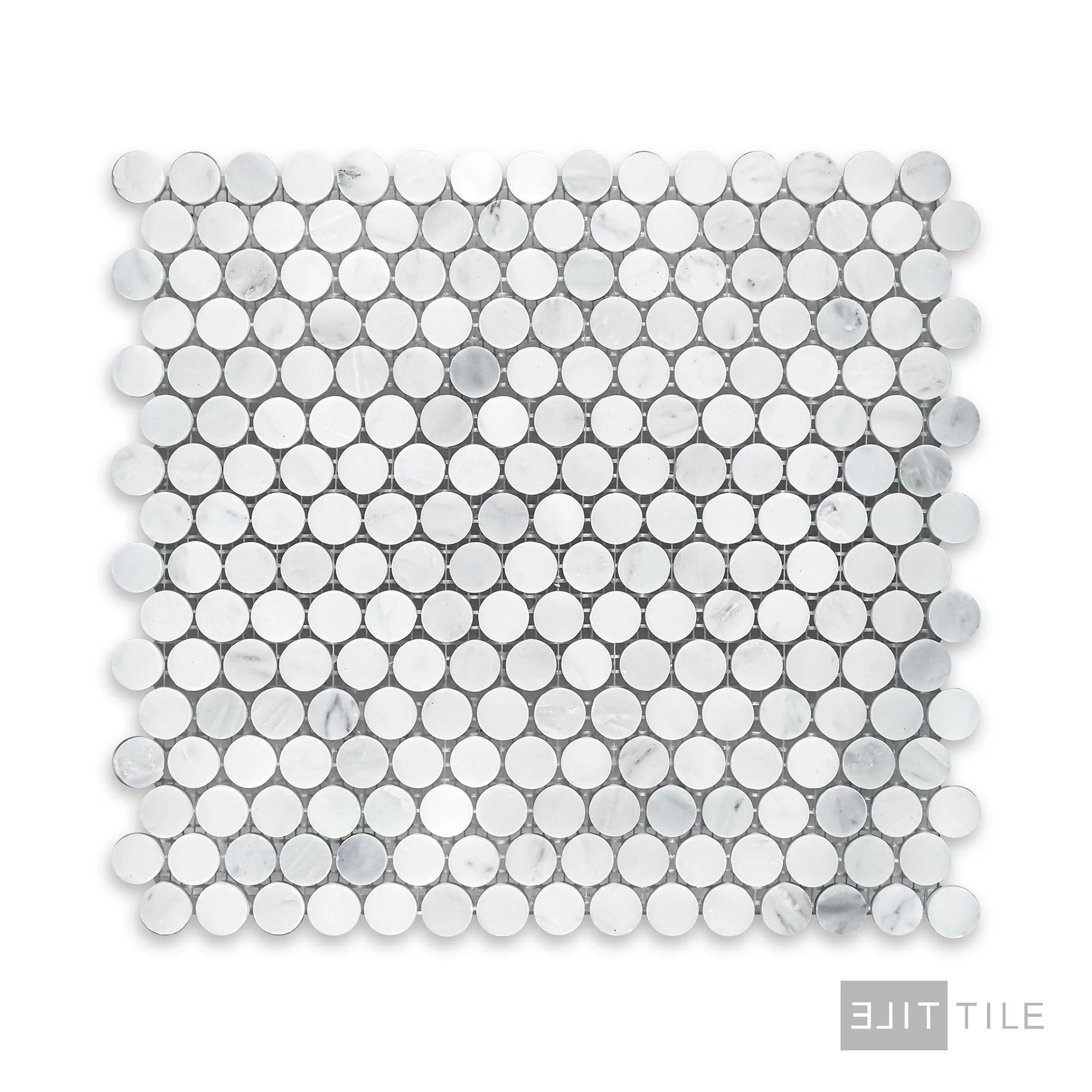 Oriental White Marble 3/4" Penny Round Honed Mosaic - Image 2