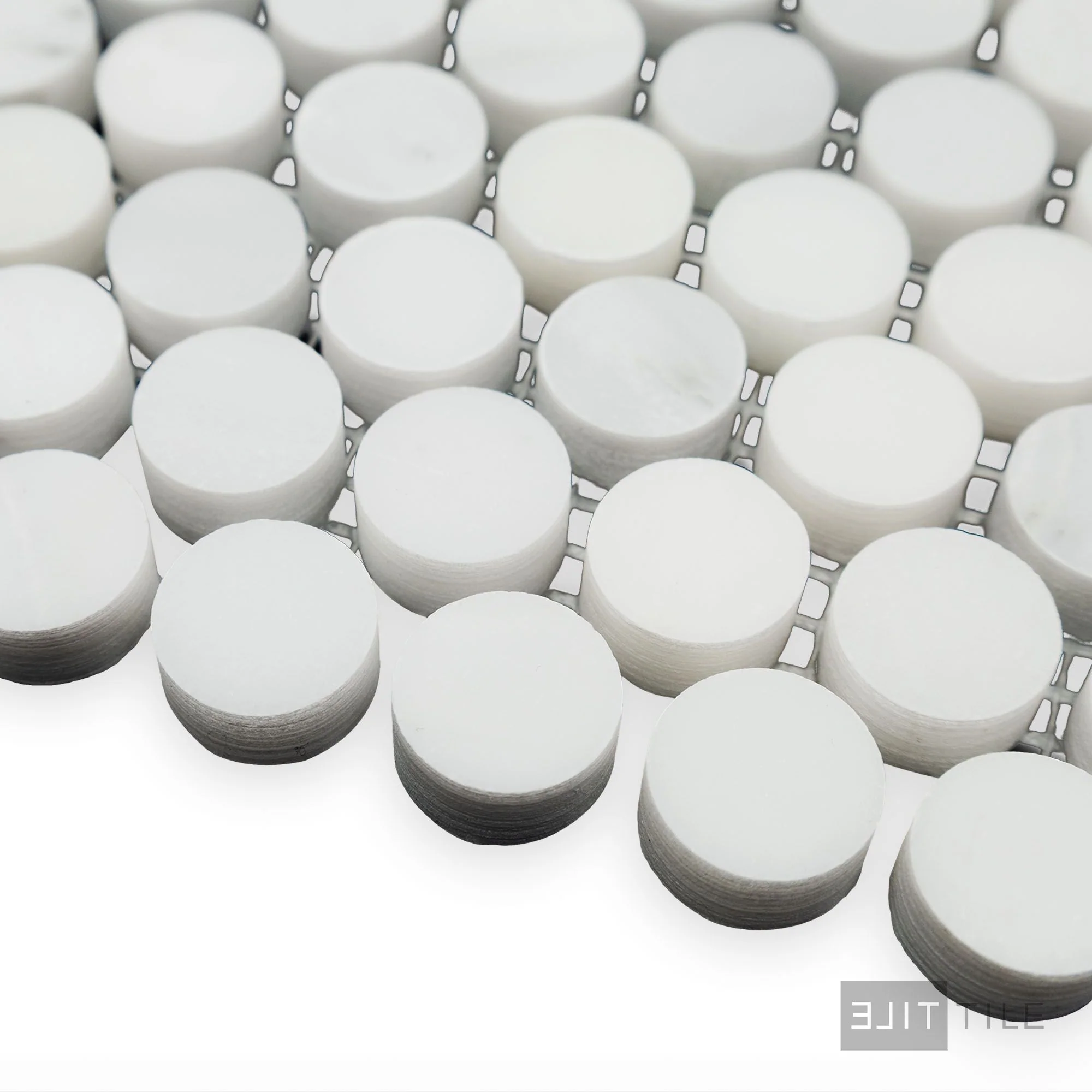 Oriental White Marble 3/4" Penny Round Honed Mosaic - Image 3