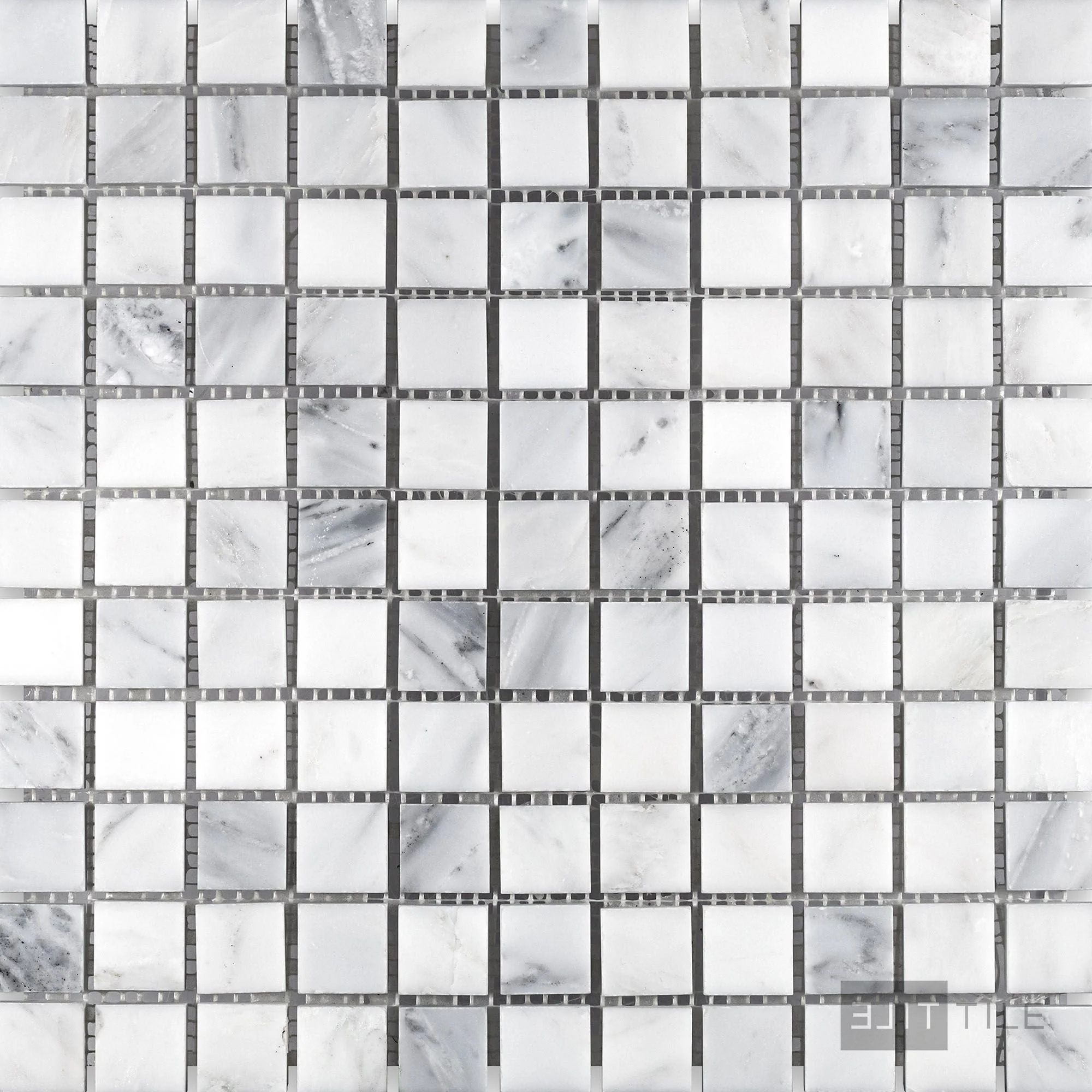 Oriental White Marble 1" Square Honed Mosaic