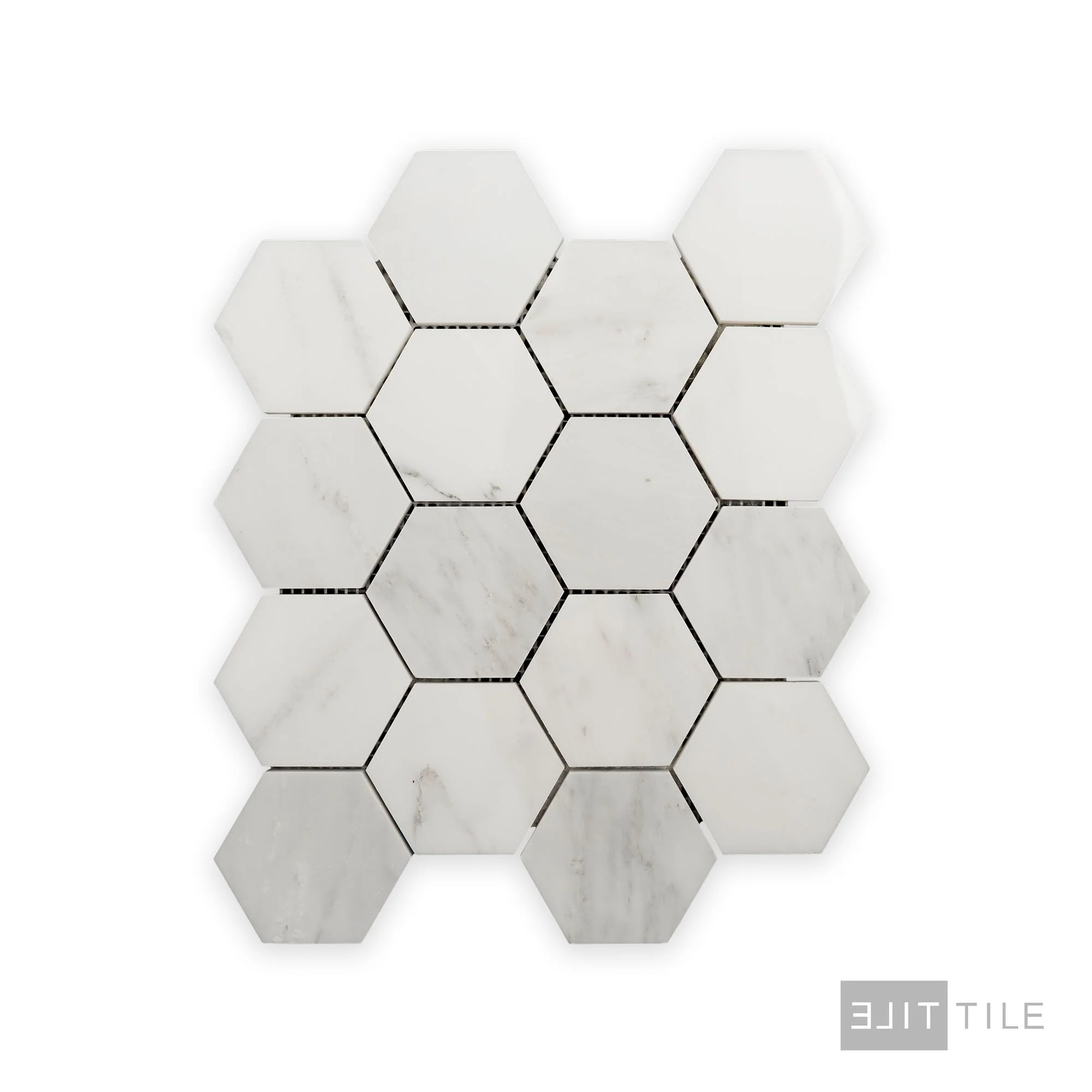 Oriental White Marble 3" Hexagon Polished Mosaic - Image 2
