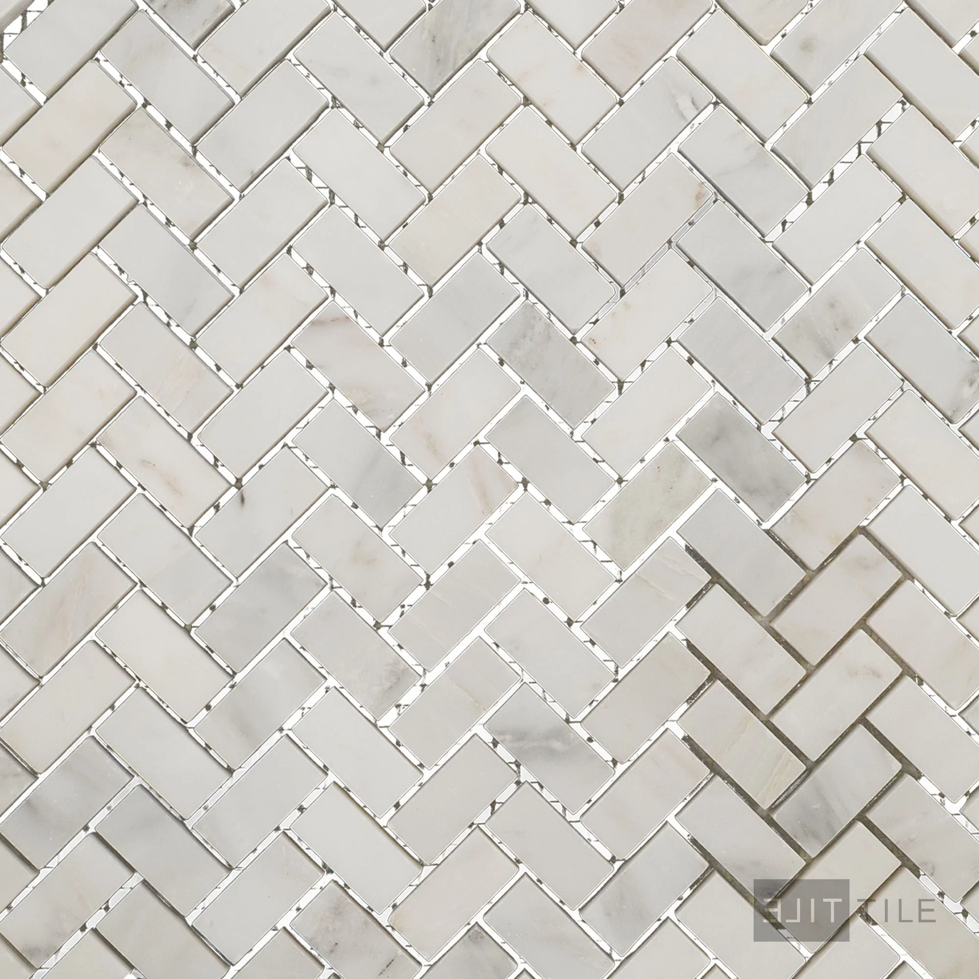 Oriental White Marble 5/8X1-1/4 Herringbone Polished Mosaic