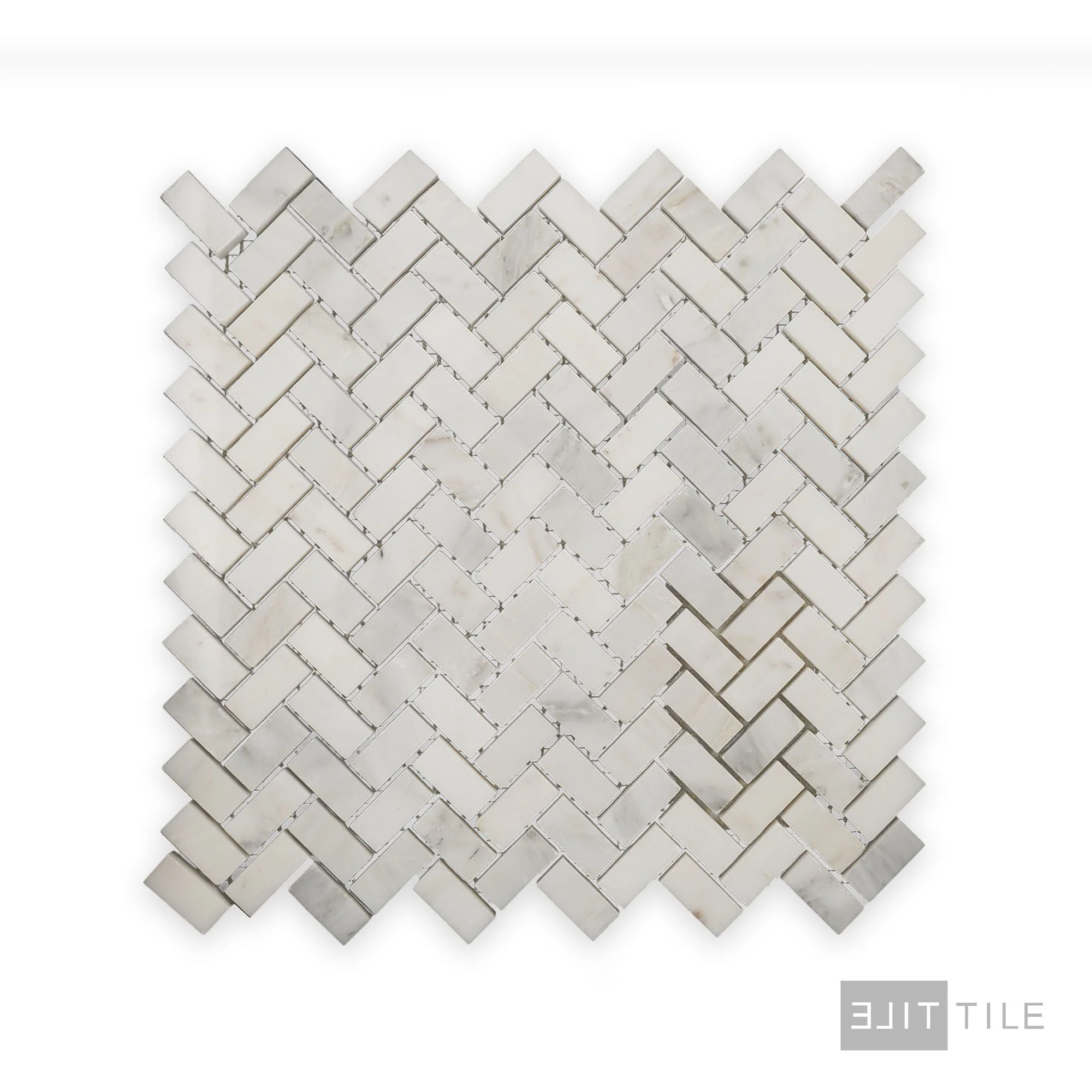 Oriental White Marble 5/8X1-1/4 Herringbone Polished Mosaic - Image 2