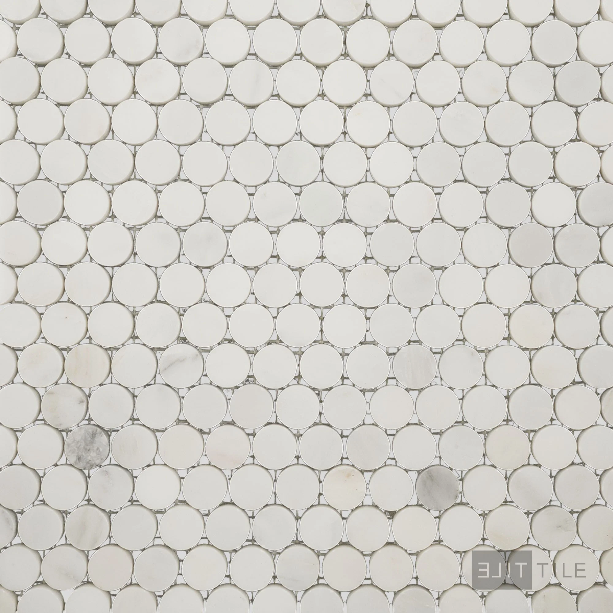 Oriental White Marble 3/4" Penny Round Polished Mosaic