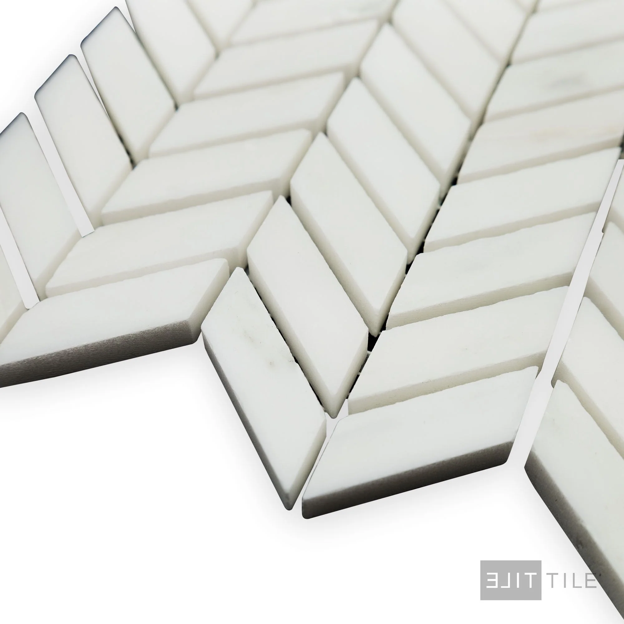 Oriental White Marble Mini Chevron Polished Mosaic - Image 3
