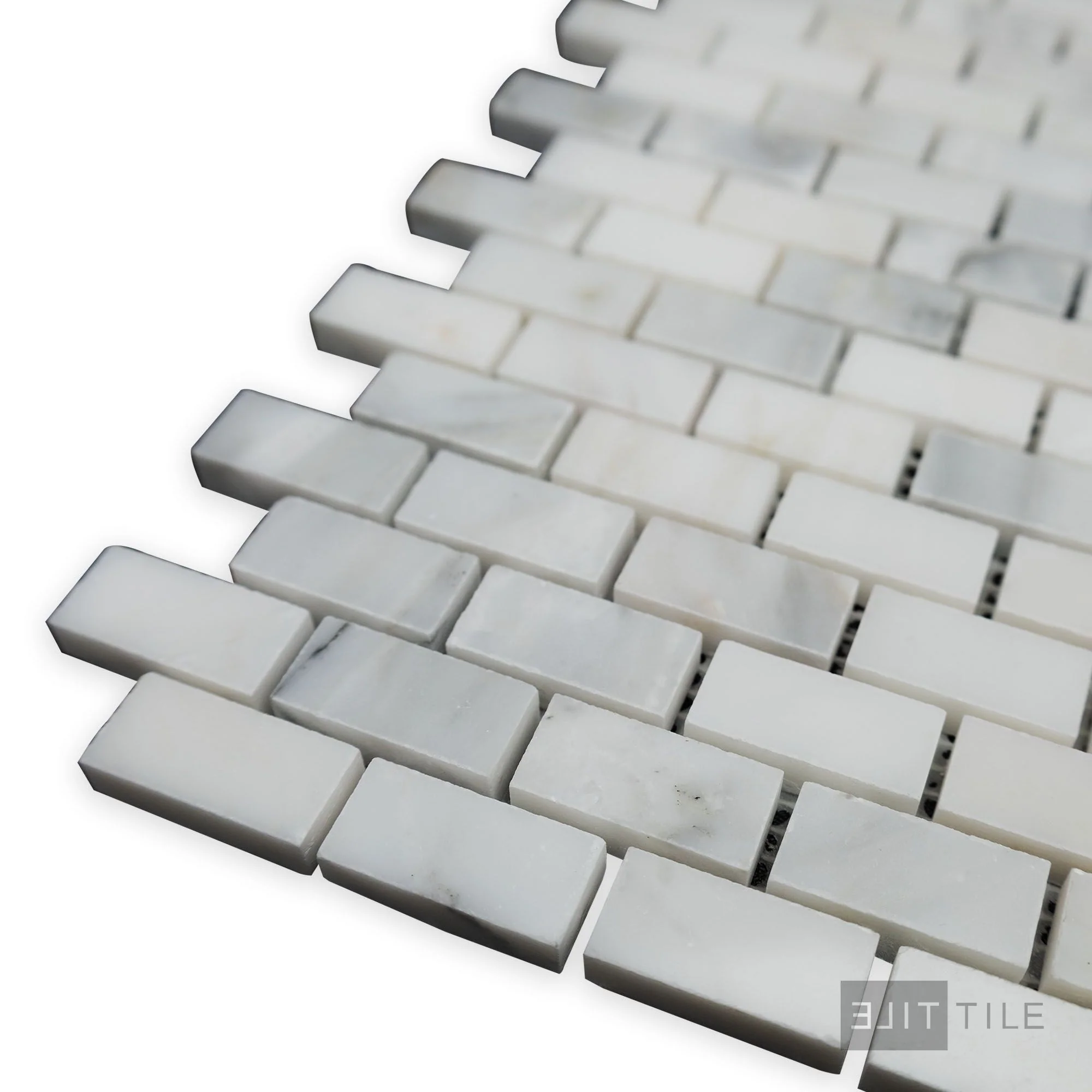 Oriental White Marble 5/8X1-1/4 Brick Polished Mosaic - Image 3
