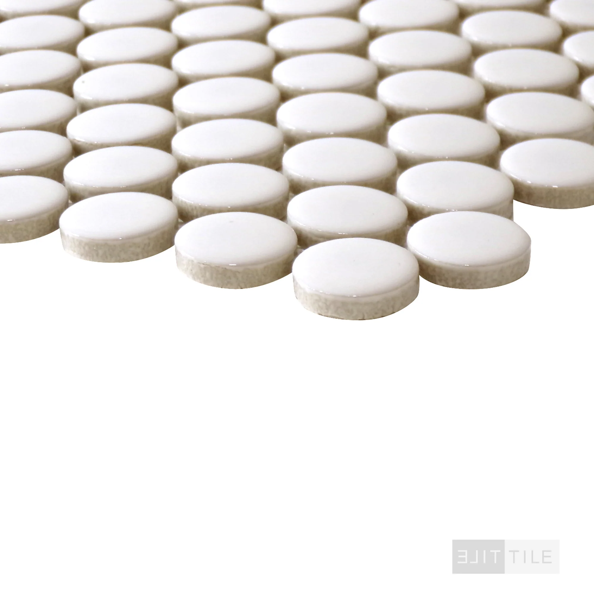 Penny Round Mosaic 11X12 Almond Glossy - Image 3