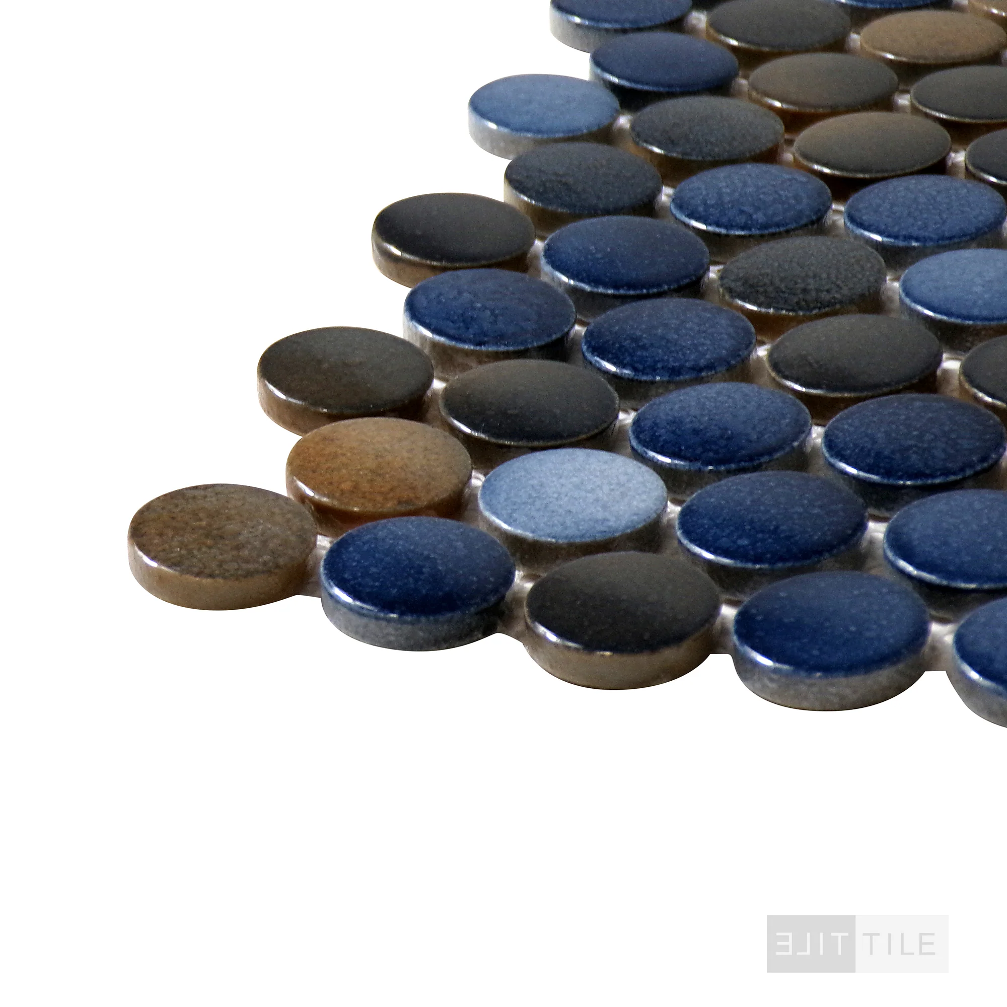 Penny Round Mosaic 12X12 Azul Glossy - Image 4