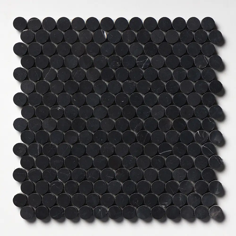 Penny Round Mosaic Collection 11.25X11.75 Black Honed - Image 3
