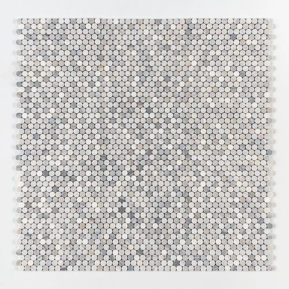 Penny Round Mosaic Collection 11.25X11.75 Skyline Honed&Leather