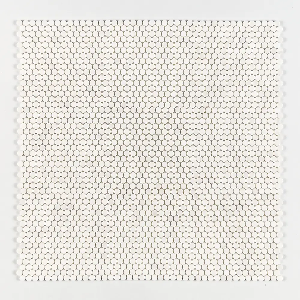 Penny Round Mosaic Collection 11.25X11.75 Snow White Honed