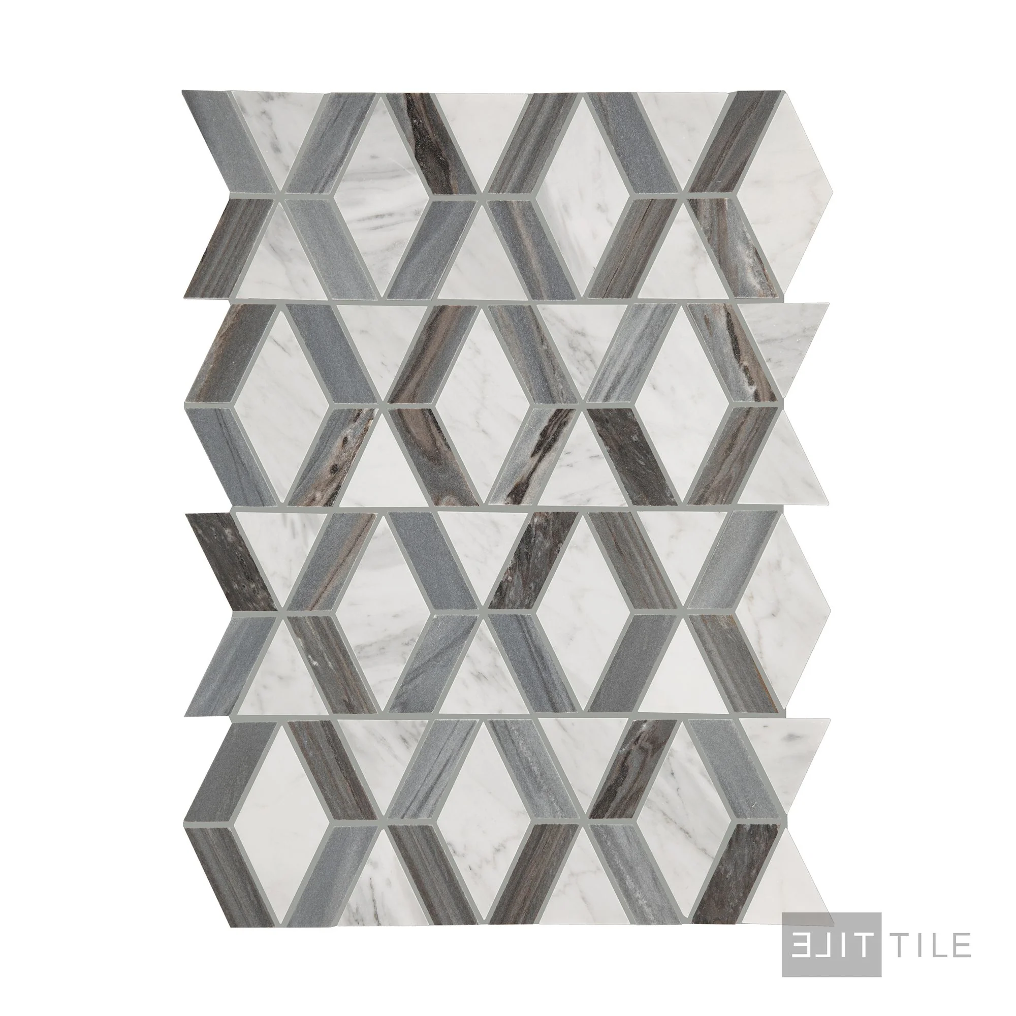 Perfit Mosaix Natural Stone Mosaic Hinge 18X12 Ashen Palissandro & Carrara Wh Polished - Image 3