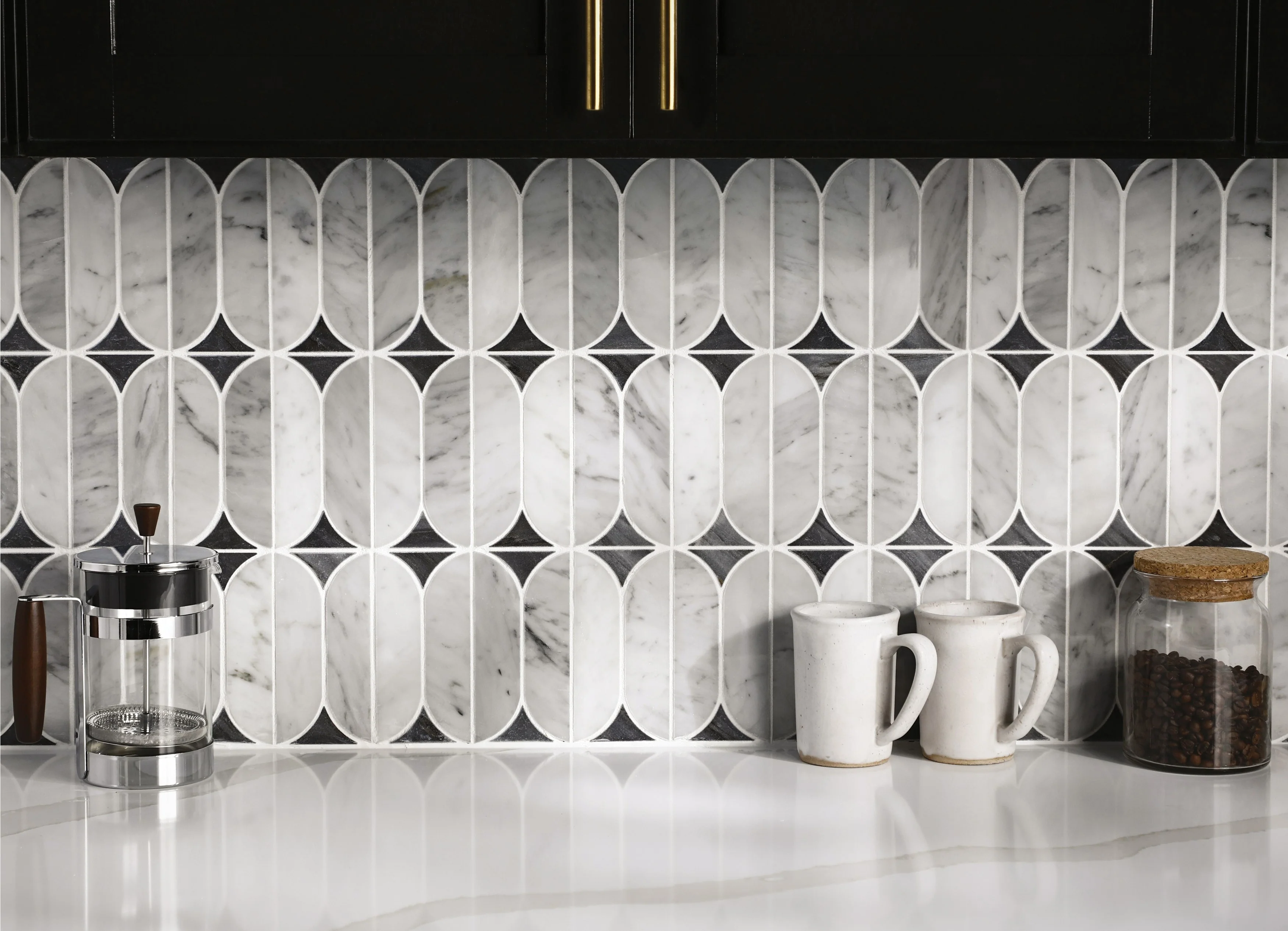 Perfit Mosaix Natural Stone Mosaic Spring 18X12 Ashen Palissandro & Carrara Wh Polished - Image 2