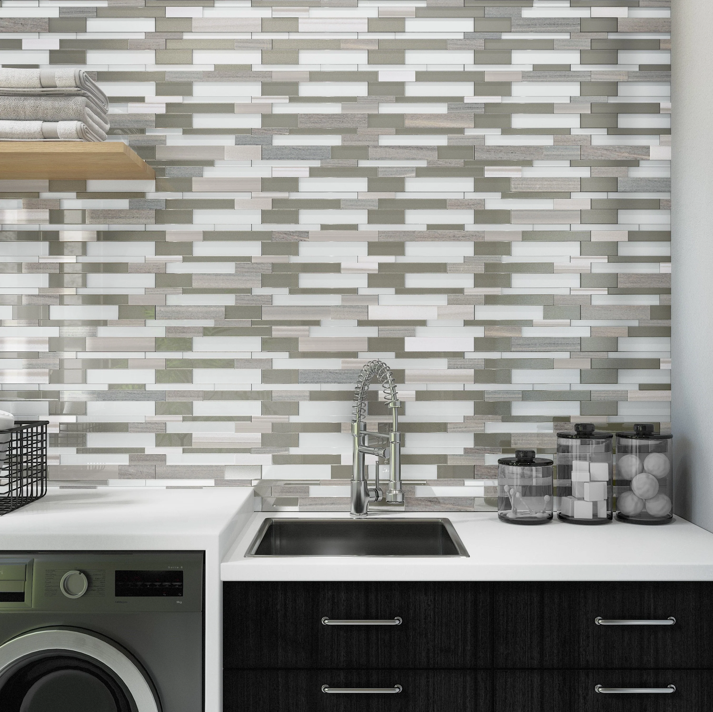 Perfit Mosaix Natural Stone Mosaic 18X12 Marmara & Glass Polished - Image 2