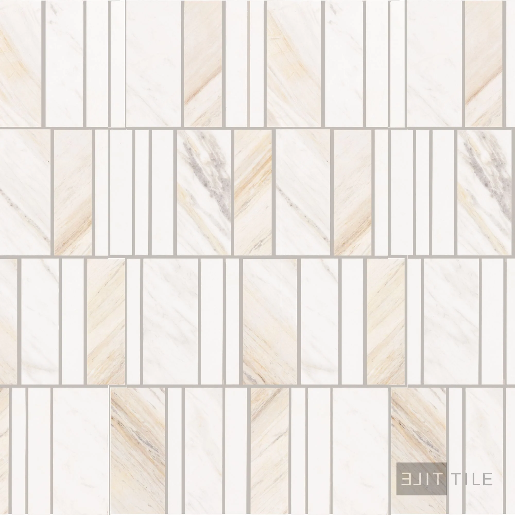Perfit Mosaix 4" Natural Stone Mosaic 18X12 Namaste & Thassos Honed