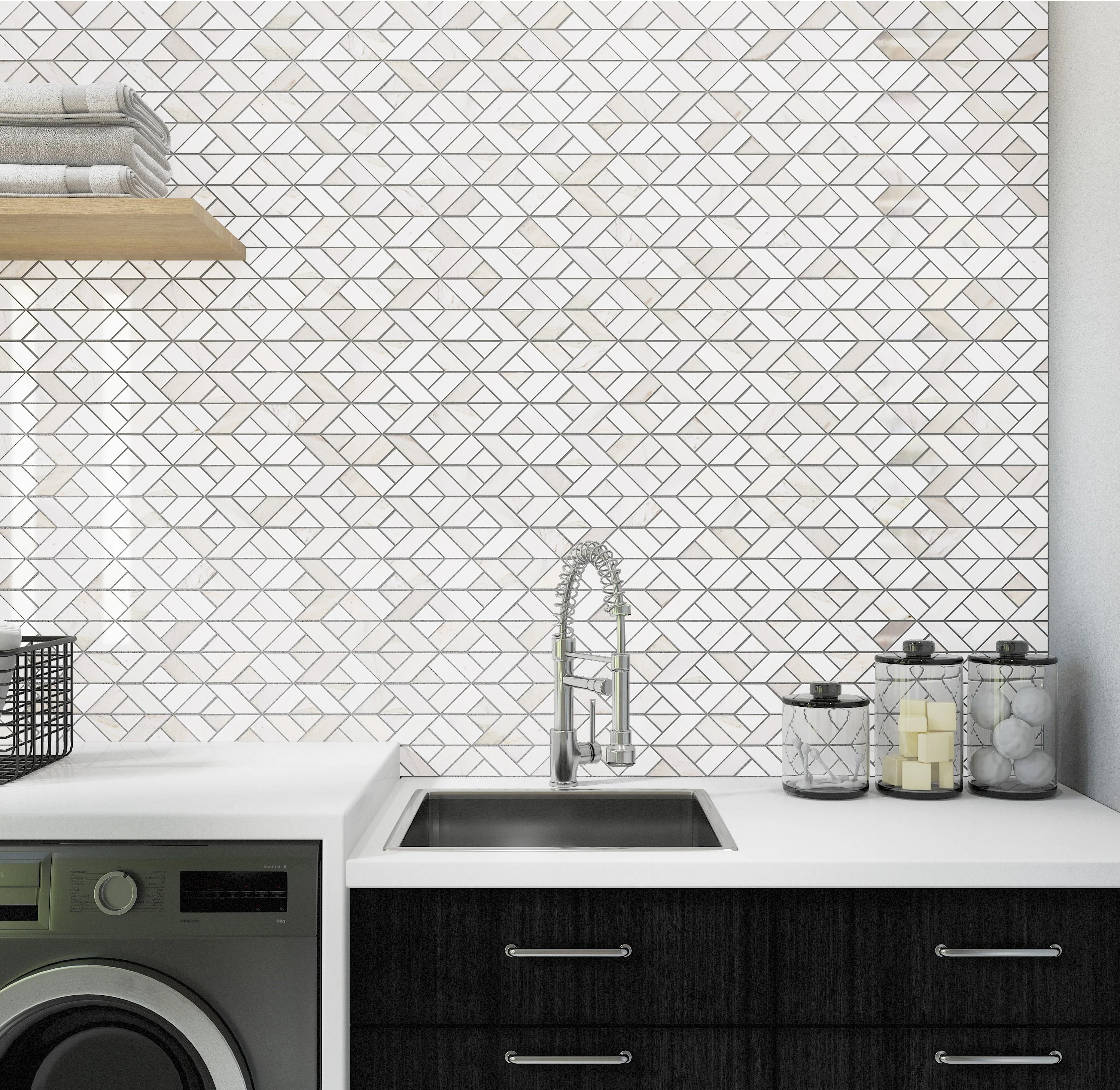 Perfit Mosaix Natural Stone Mosaic Swivel 18X12 Paradise & Thassos Polished - Image 2