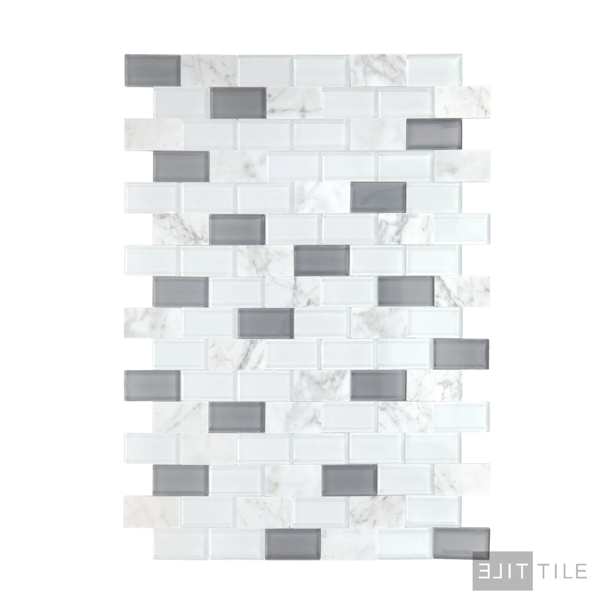 Perfit Mosaix 1X2 Natural Stone Mosaic 18X12 White Carrara & Glass Polished - Image 3