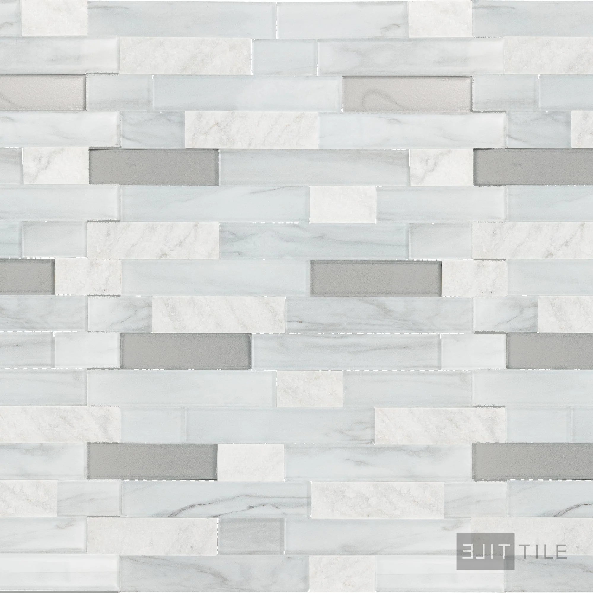Perfit Mosaix Natural Stone Mosaic 18X12 White Carrara & Glass Split Face
