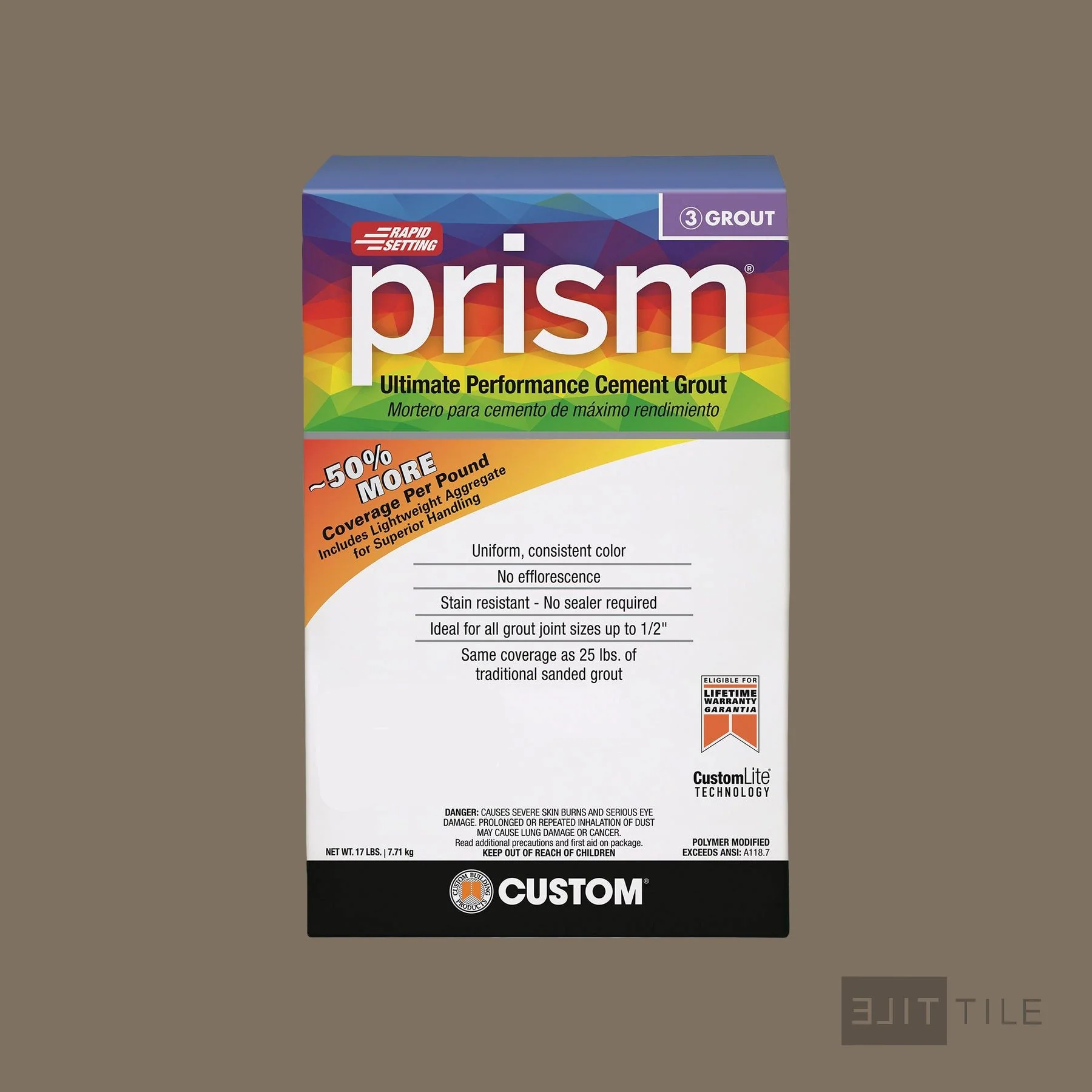 Prism Ultimate Performance Cement Grout 17 Lb. Bx #541 Walnut